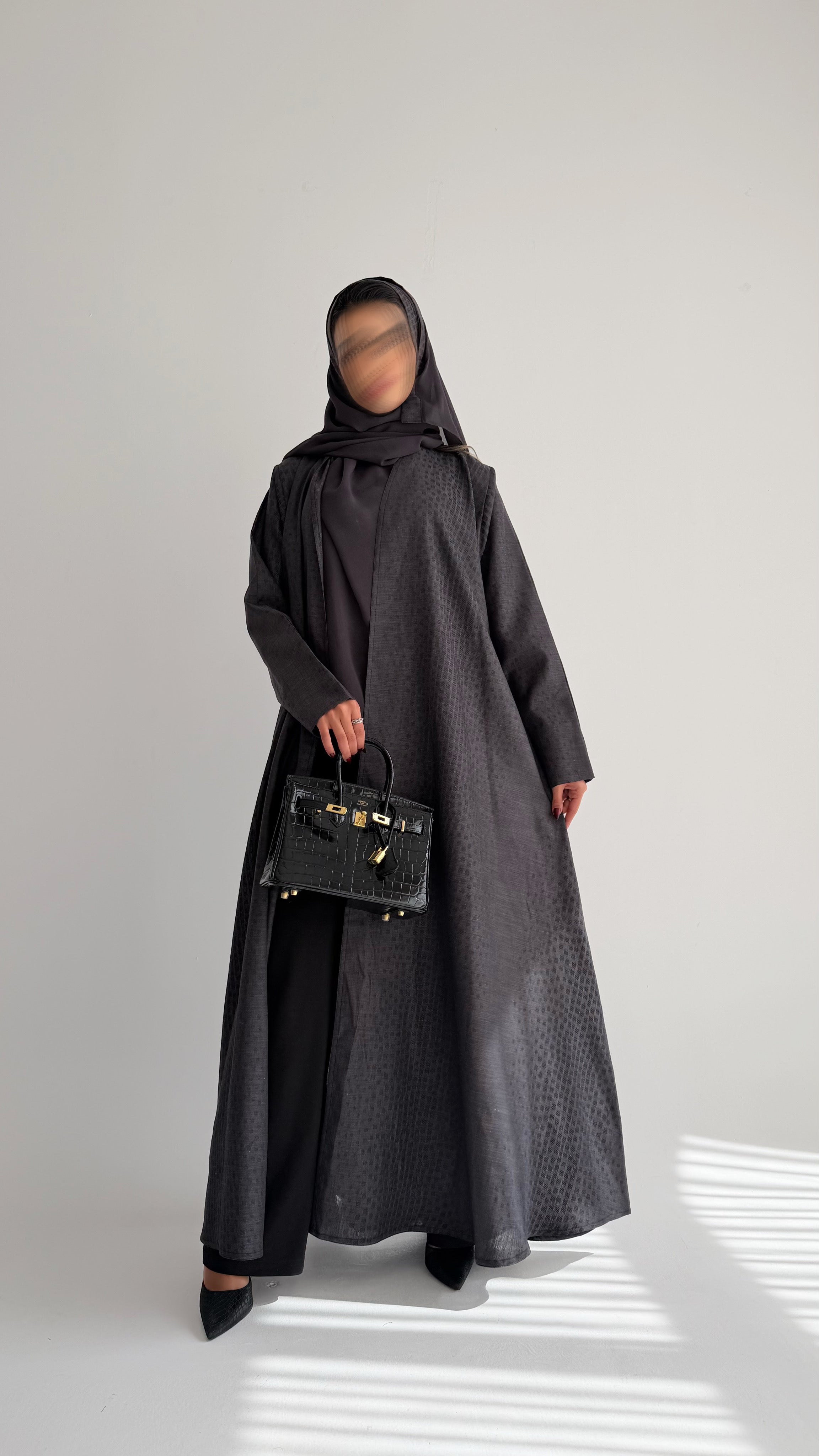 MWT715 -  Grey linen abaya | عباية لنن - Aya