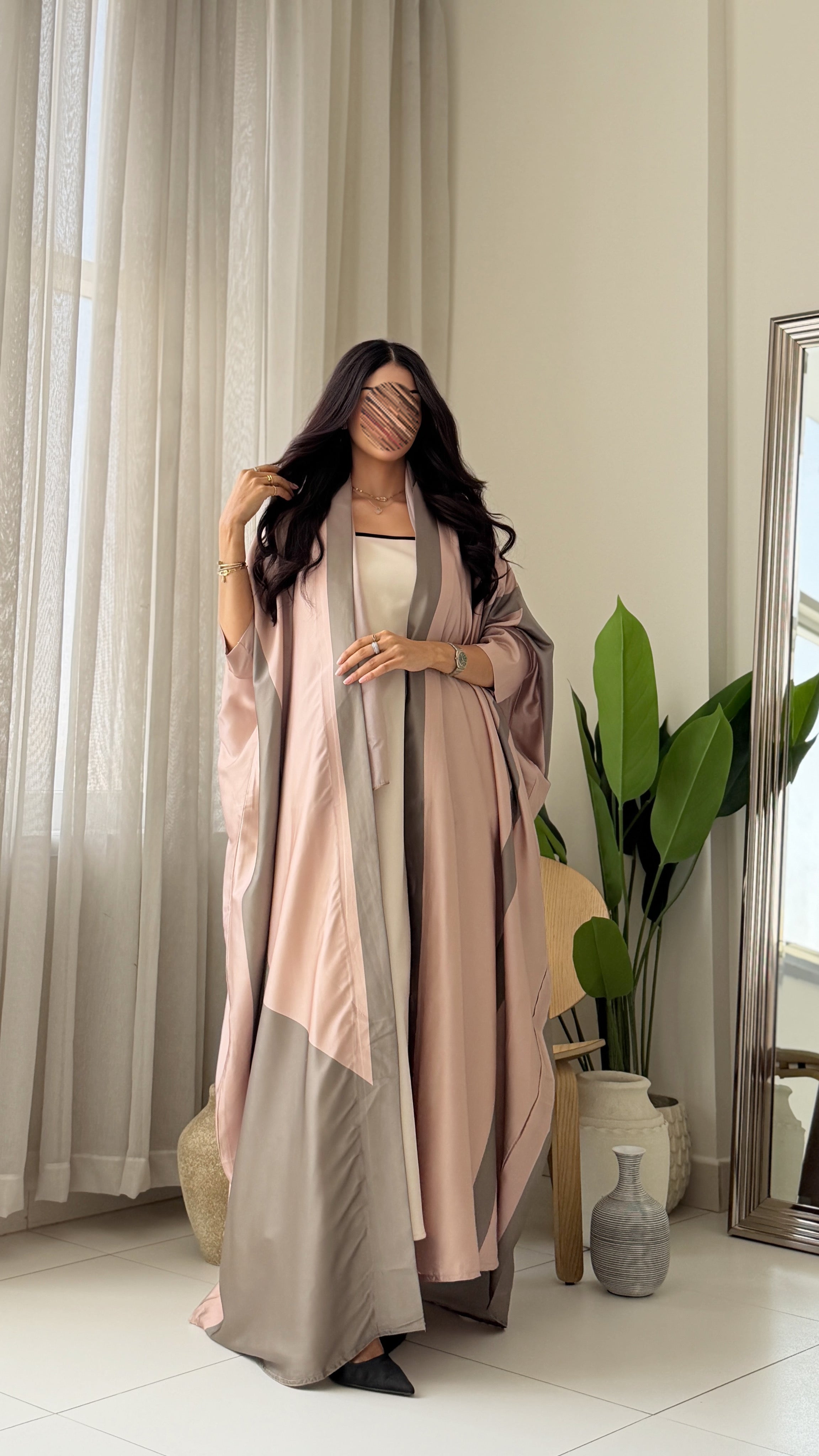 MWT1421 عباية حرير طباعة - Aya