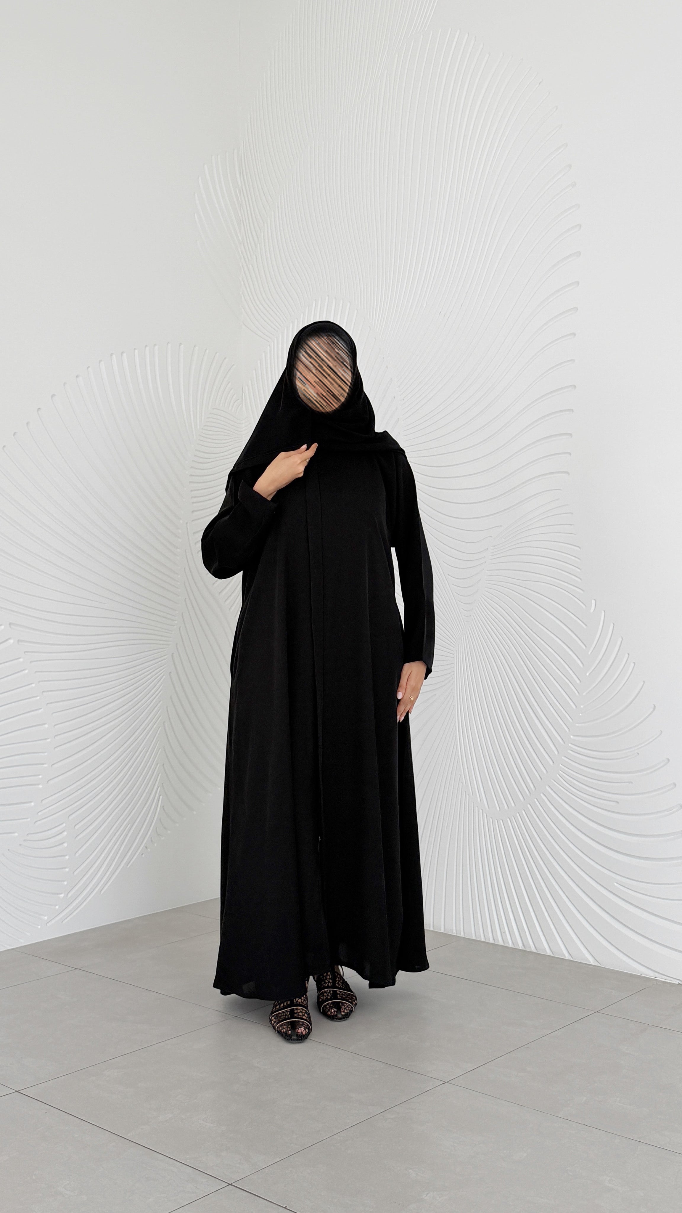 MWO001 - عباية نص كلوش بقفلة سحاب - Aya