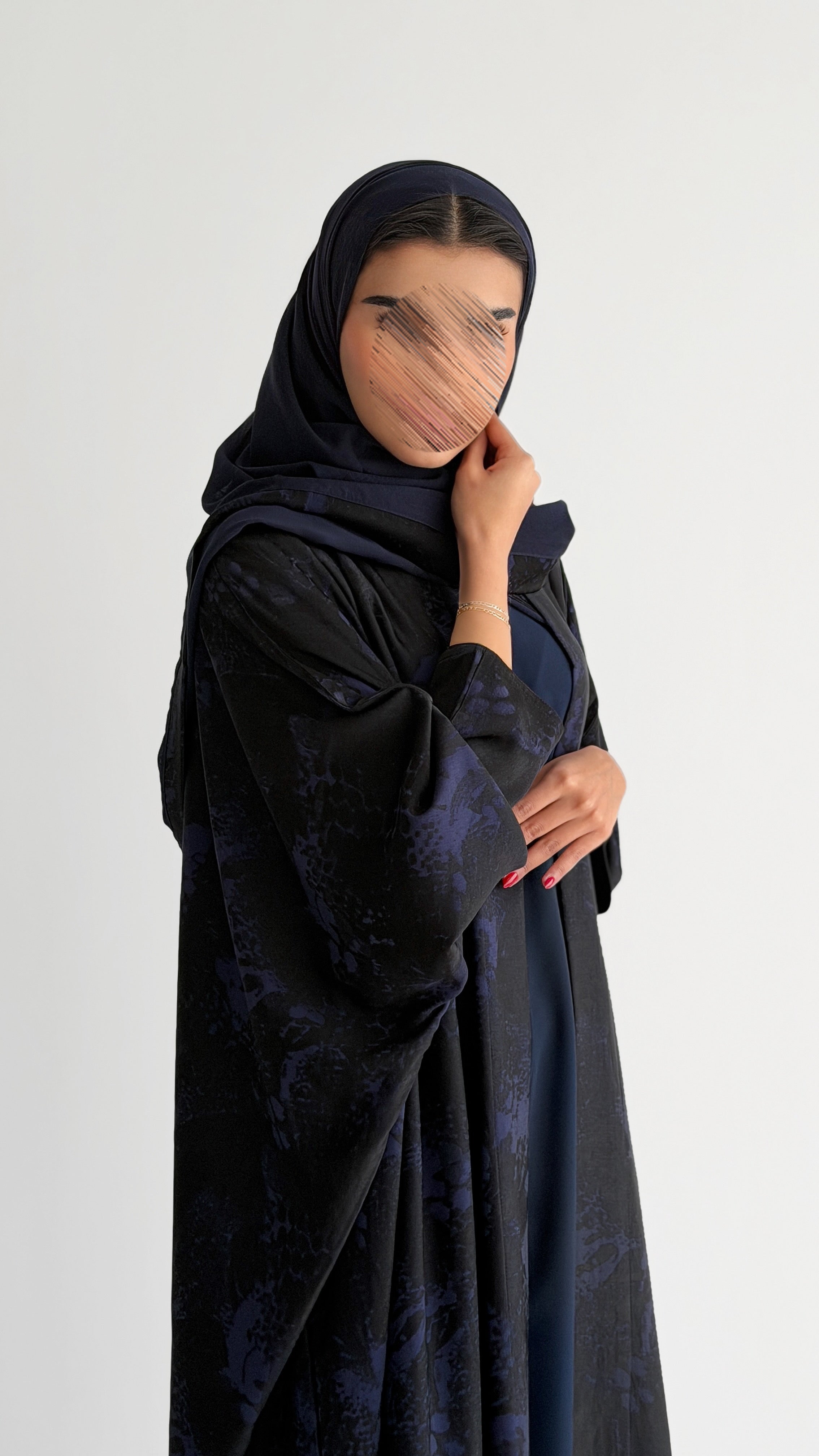 MW2079 -    عباية جاكار قصه بشت مع اضافة فستان داخلي كريب حرير - Aya