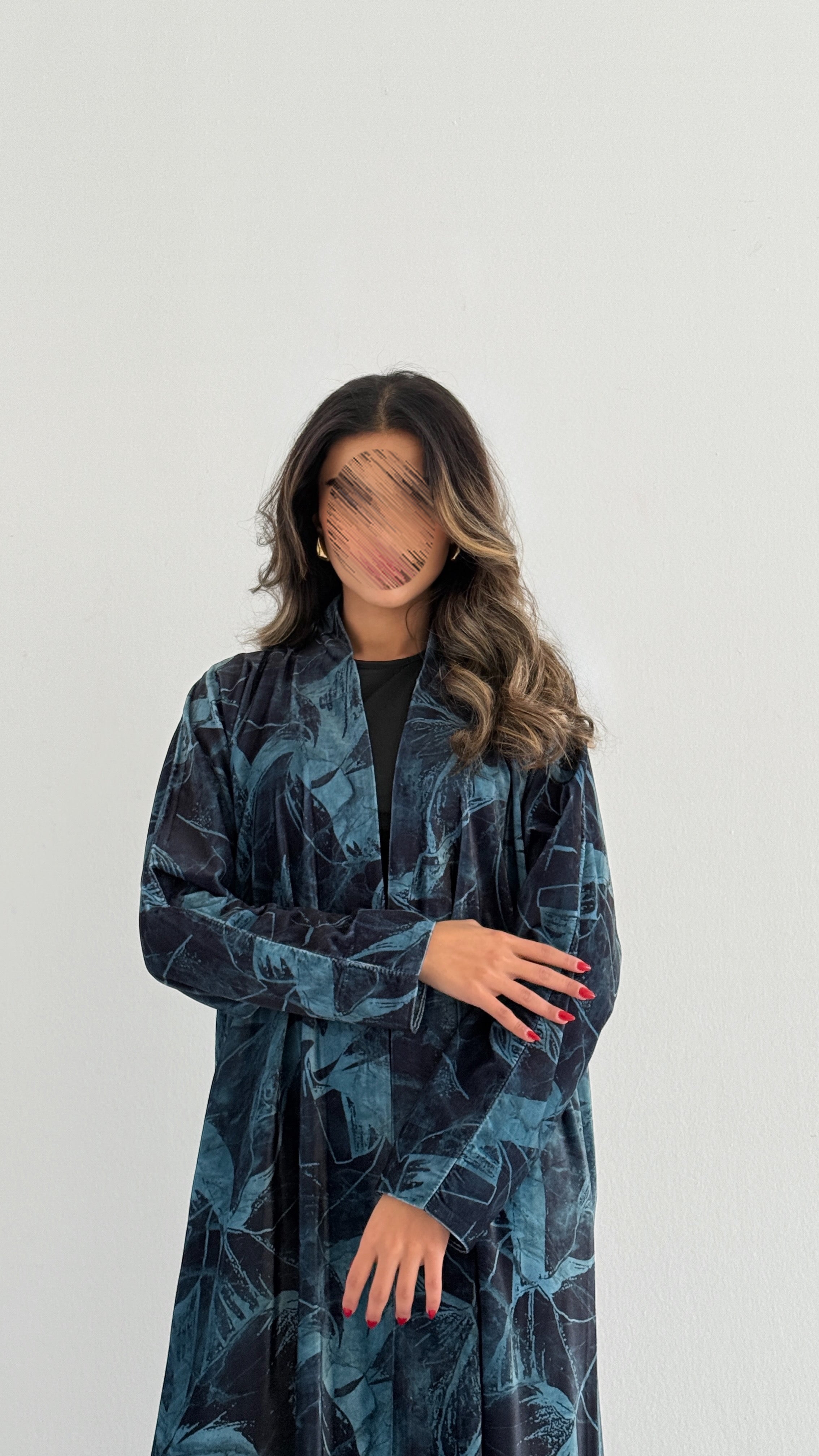 MWT764 - عباية مخمل برينت - Aya