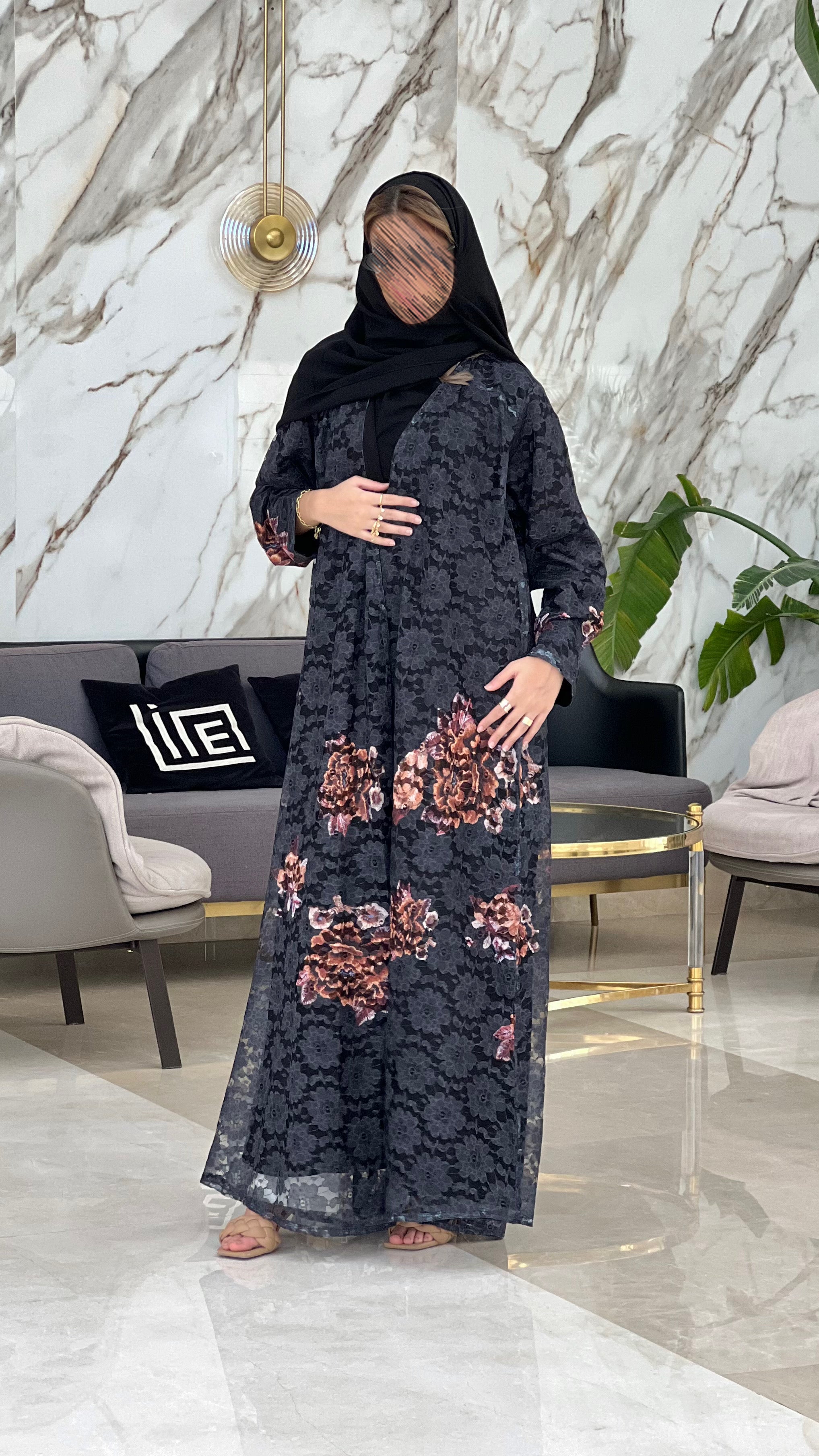 MWT486 - عباية دانتيل أسود - Aya
