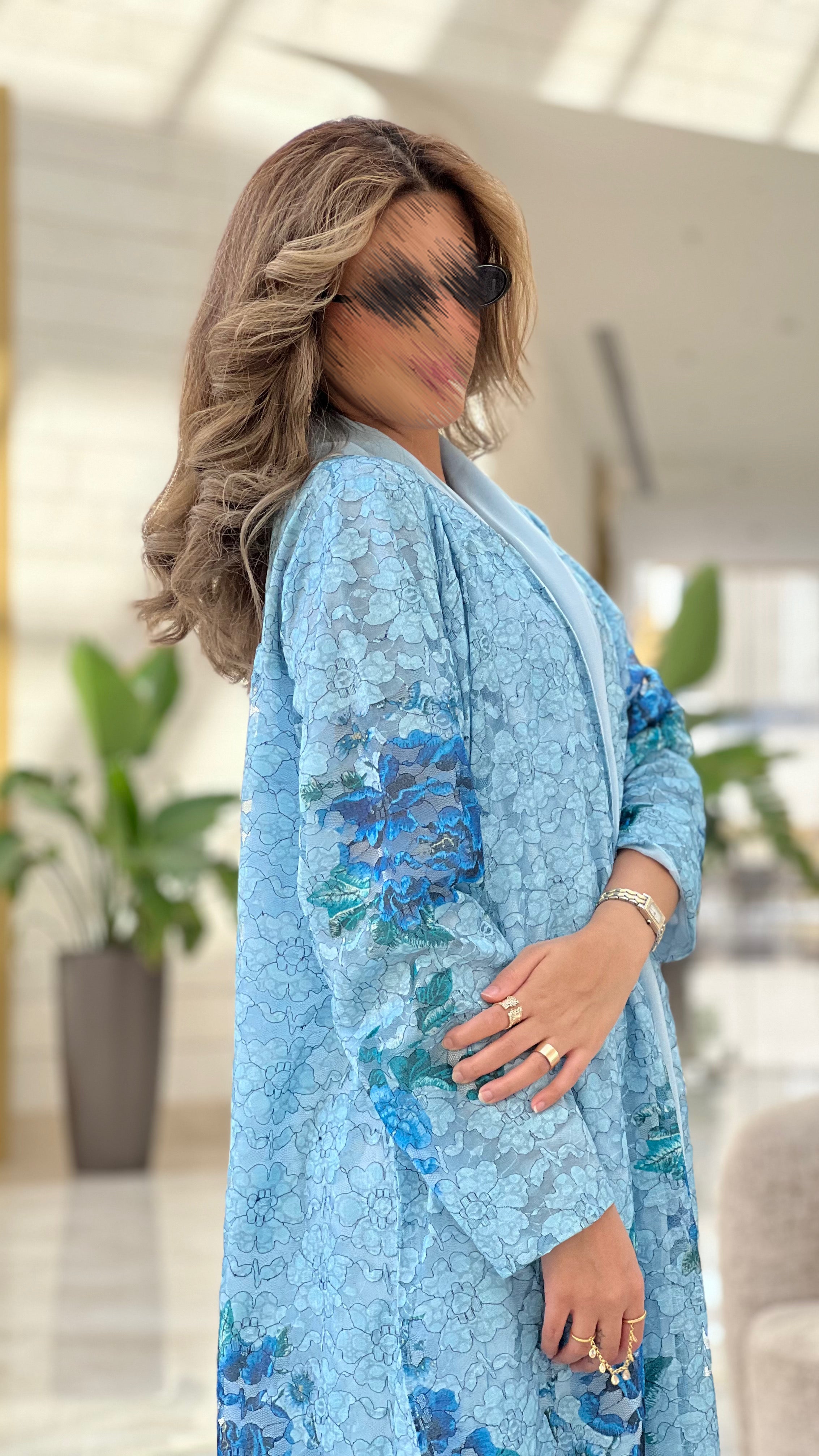 MWT485 - عباية دانتيل سماوي - Aya