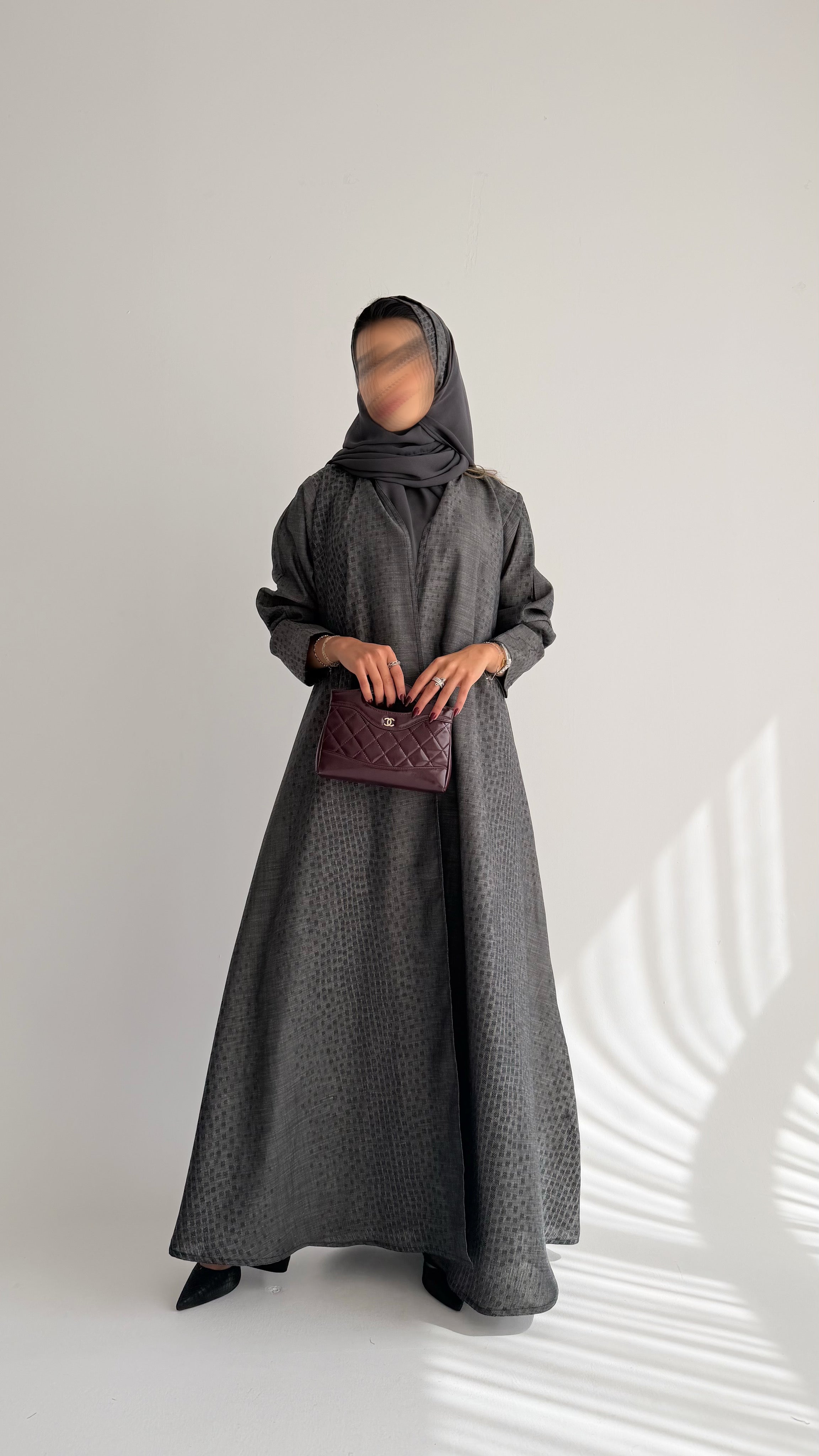 MWT714 - Dark grey linen abaya | عباية لنن - Aya