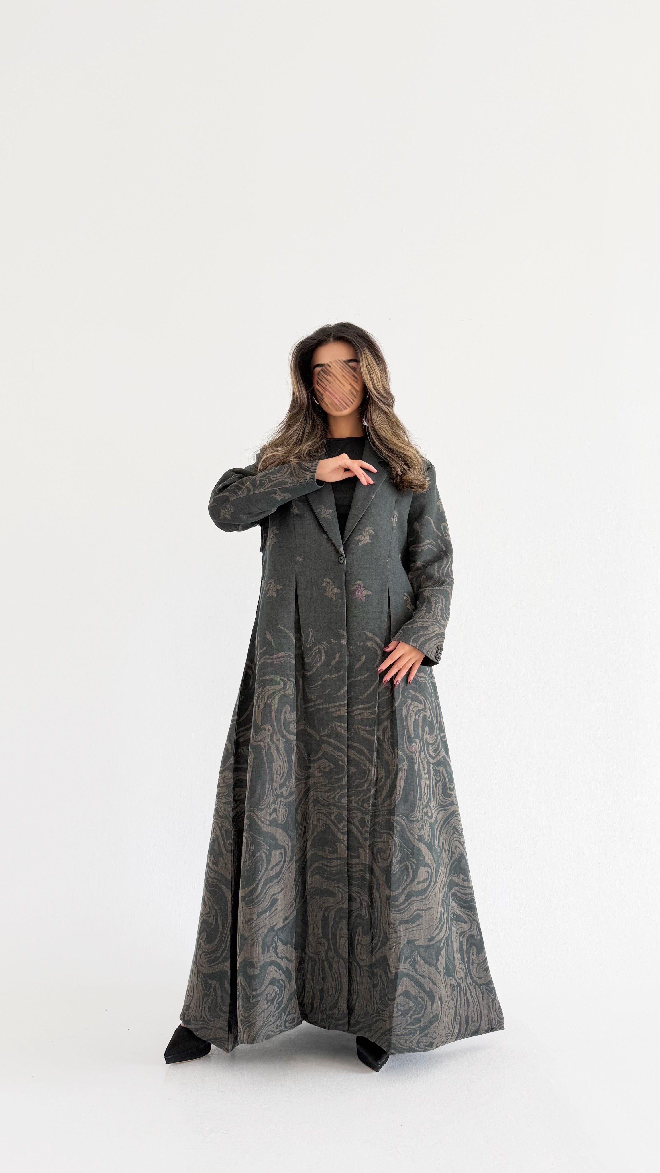 MW1791 - عباية لنن هندي بقصة بليزر - Aya