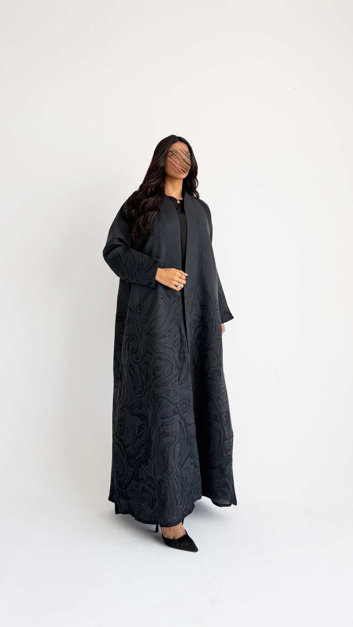 MWT1457 عباية لينن طباعة - Aya