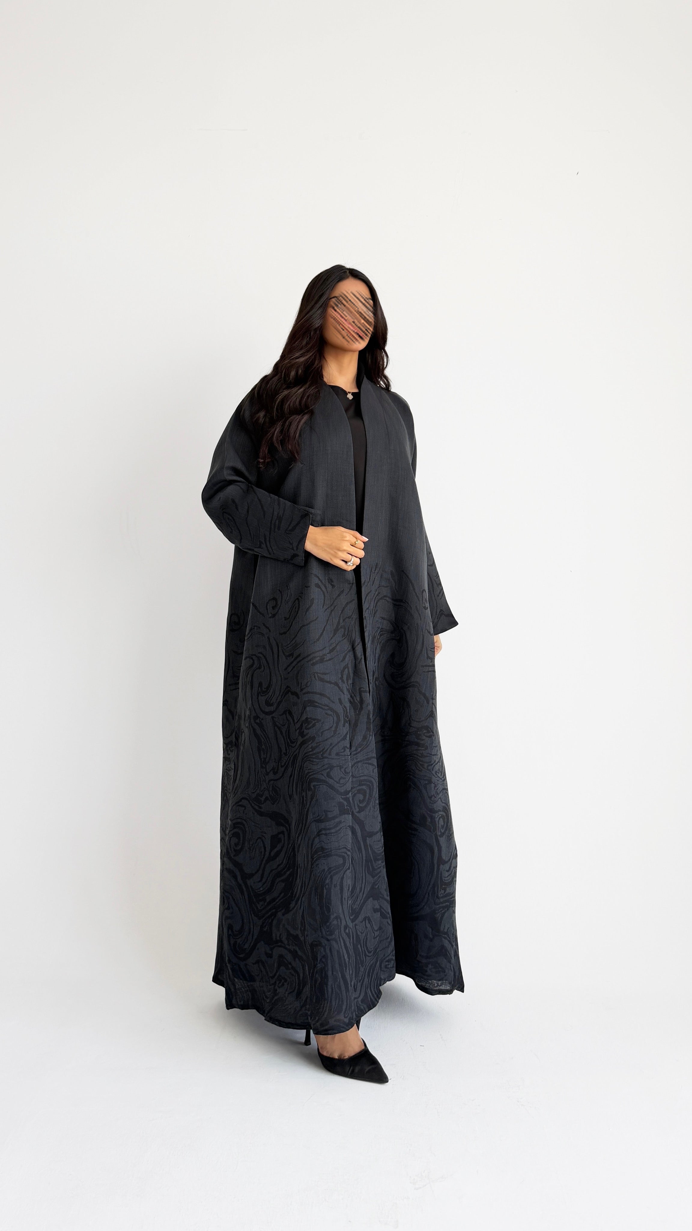 MWT1457 عباية لينن طباعة - Aya