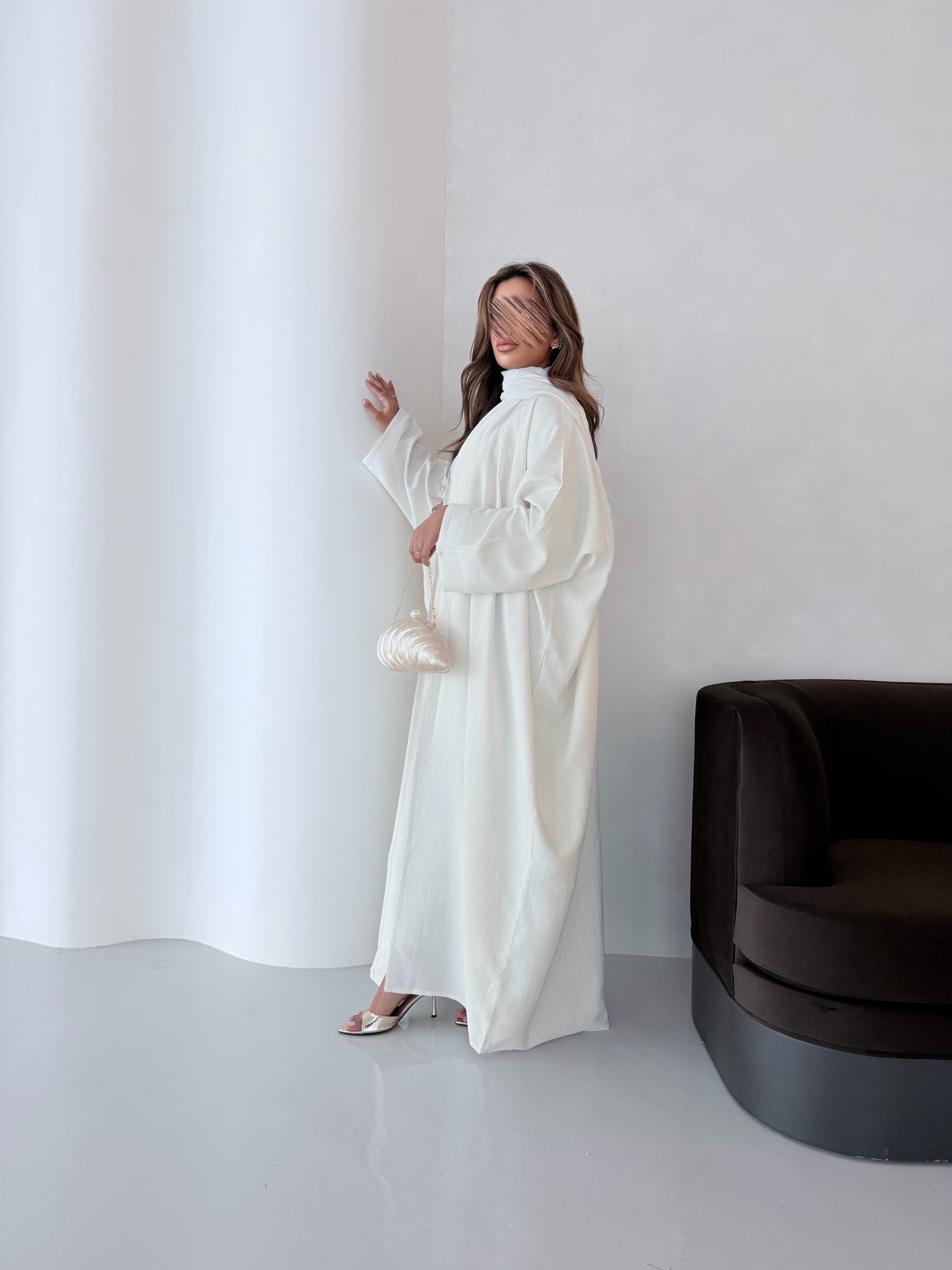 MWT5099 - قماش لينن اوف وايت مقلم - Aya
