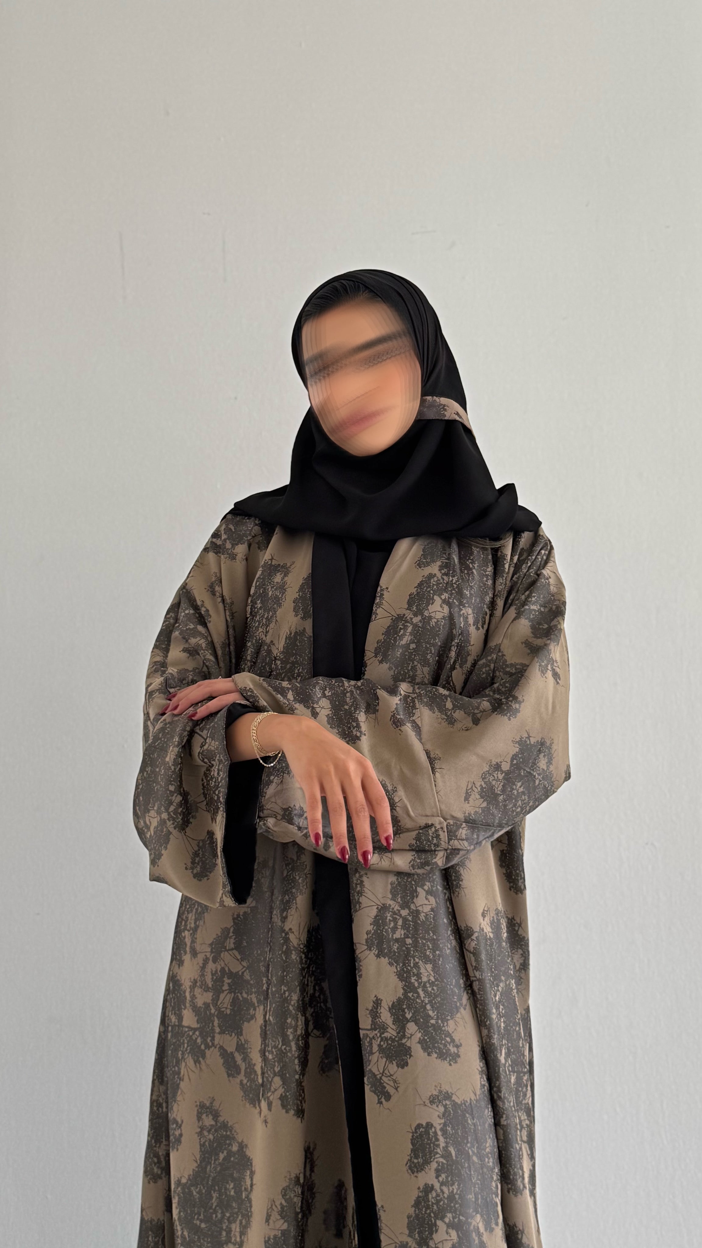 MWT392 - عباية اسود دبل فيس  جاكار بيج - Aya