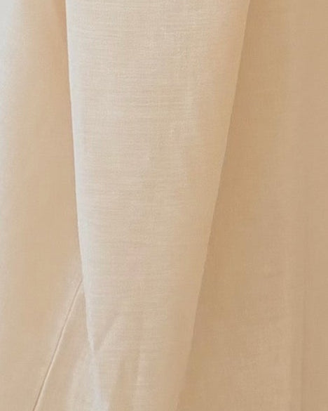 MWT5027 - لينن بيج قصة نص بشت مع قماش مطرز بالأكمام والأمام - Aya