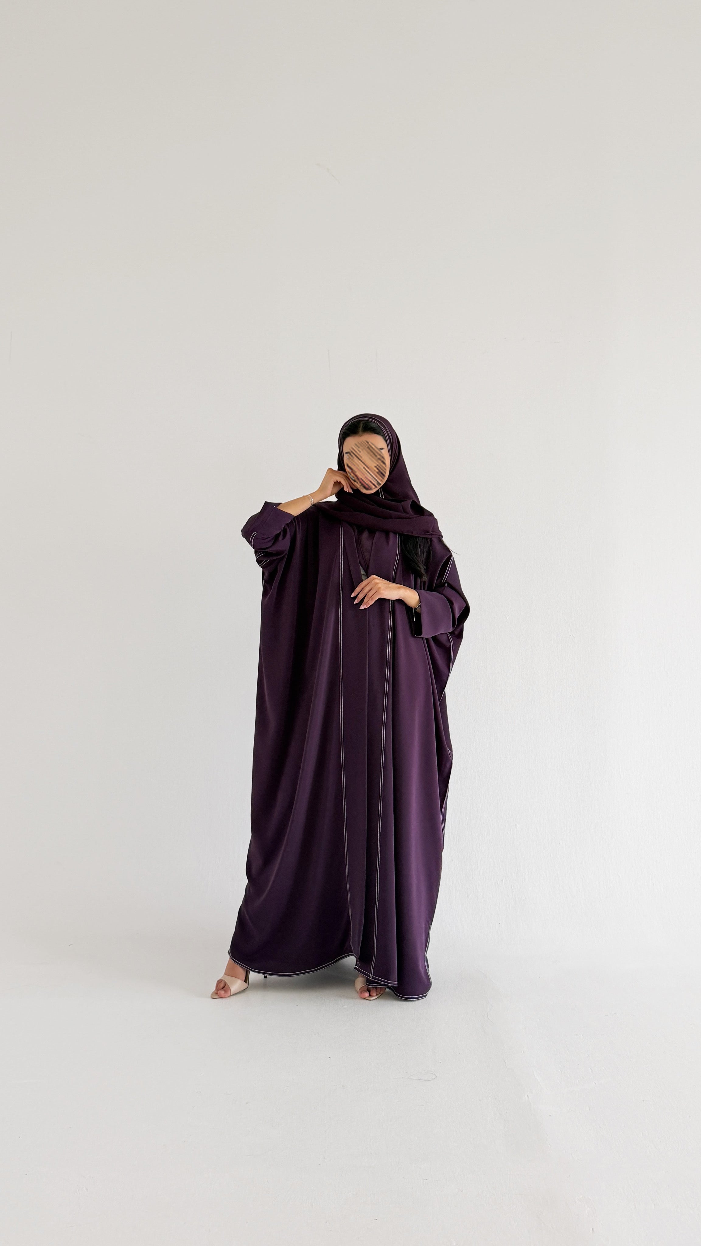 MW2168 - عبايه كريب  نص بشت بقصه راقية وحصري - Aya