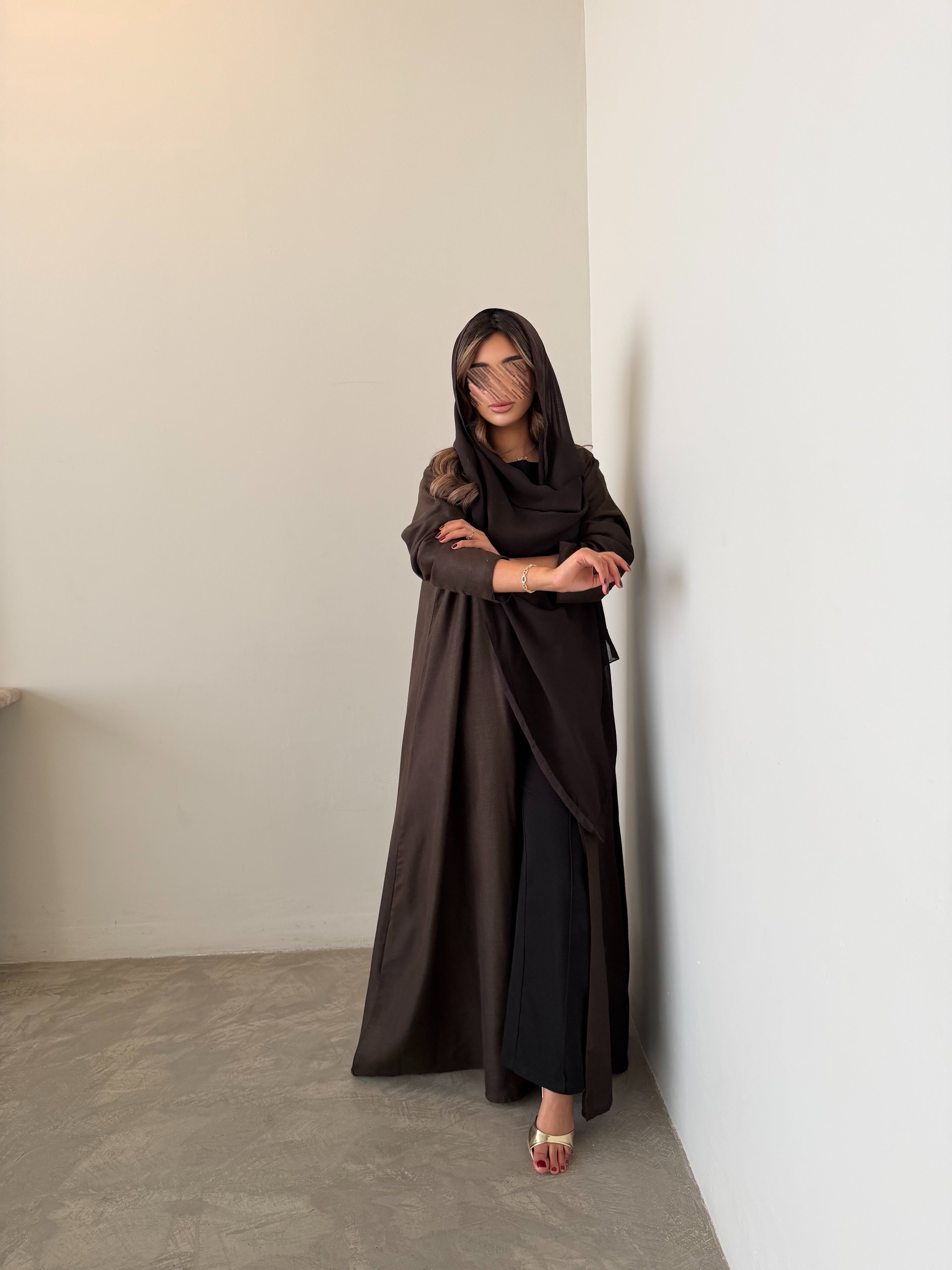 MWT1055 - عبايه بني لنن - Aya