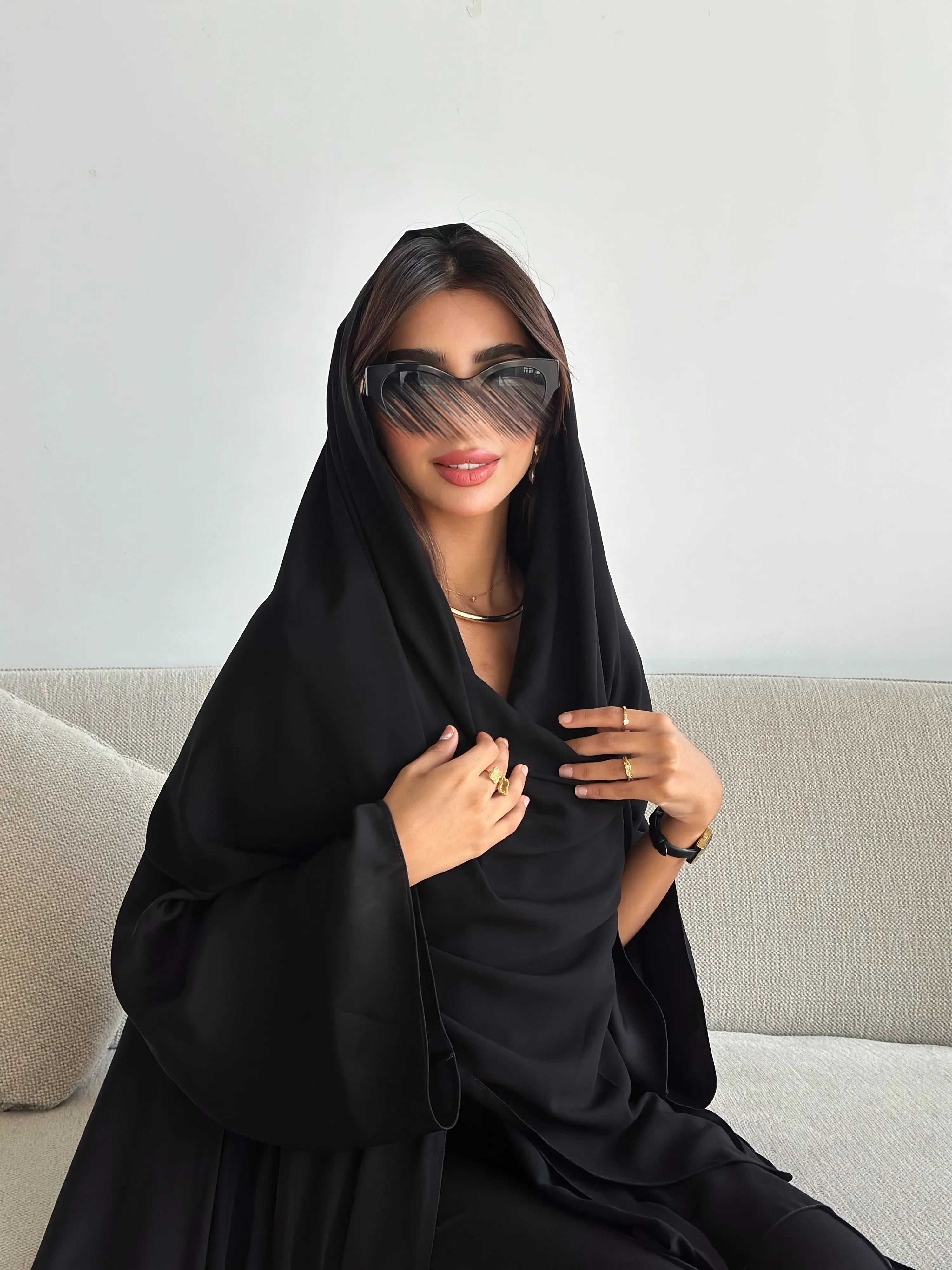 MWT4386 - عباية تيك توك كلوش سوداء - Aya