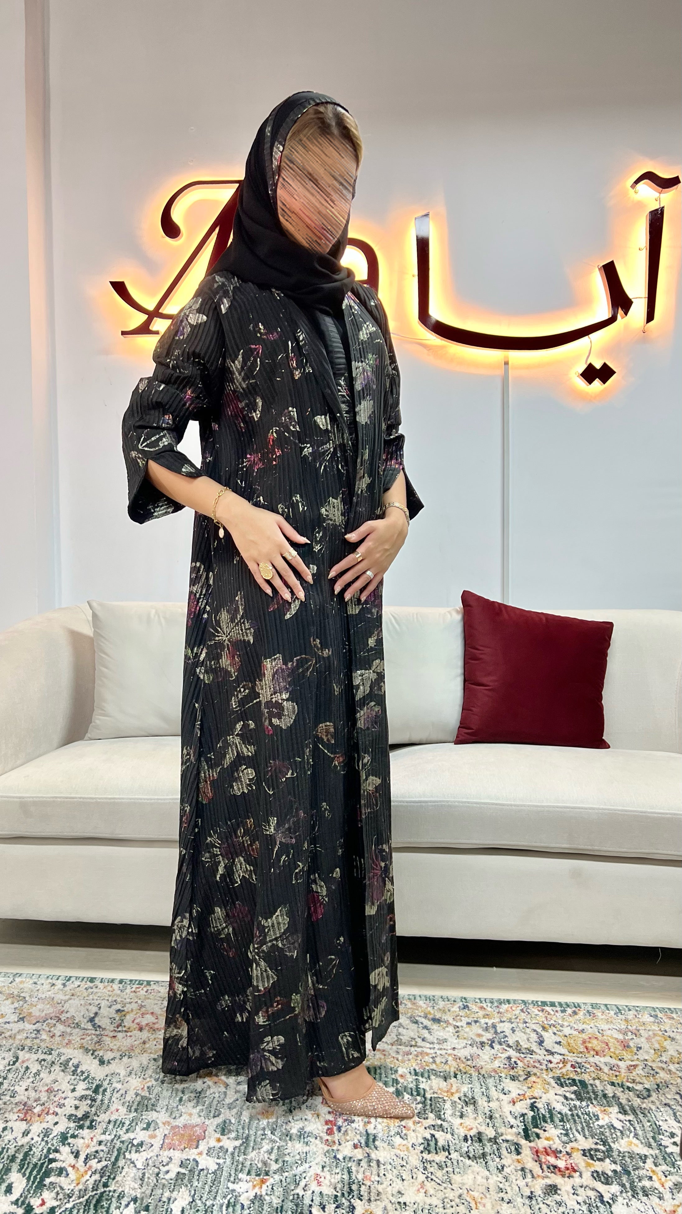 MW1686 - عباية بقماش ديجتال بالكامل - Aya