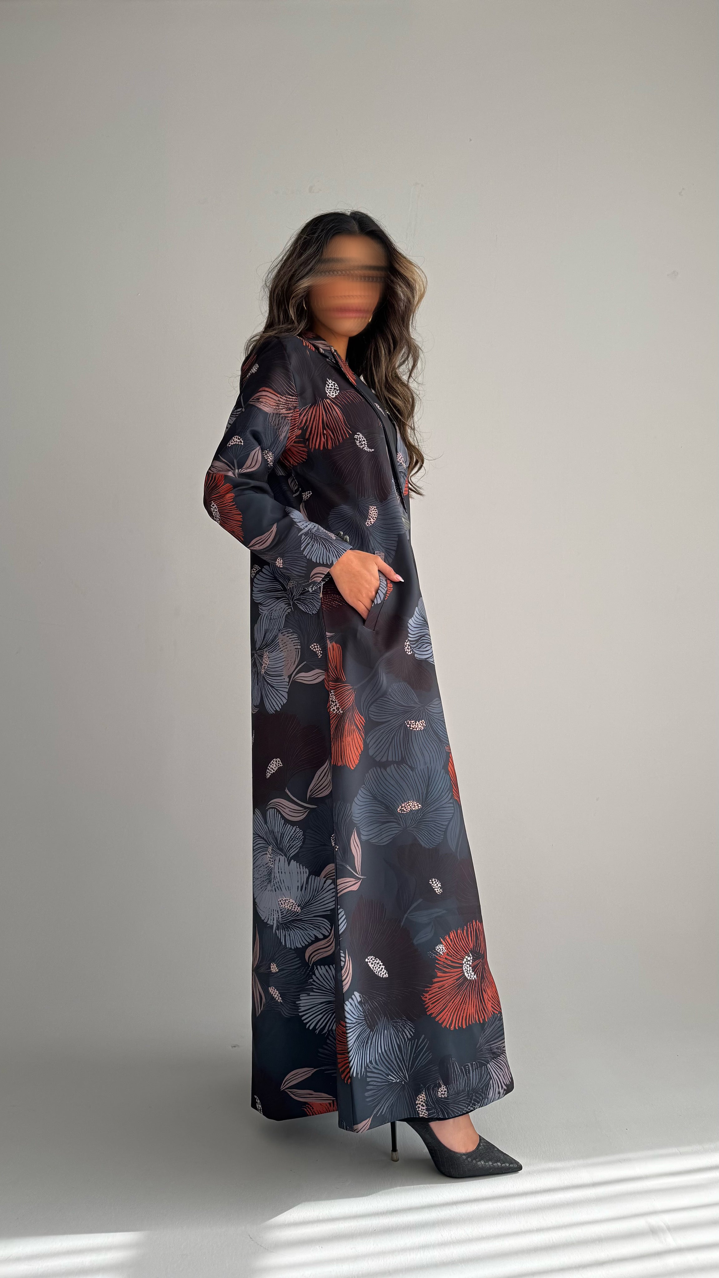 MWT842 - عباية بليزر طباعة | Printed Blazer Abaya - Aya