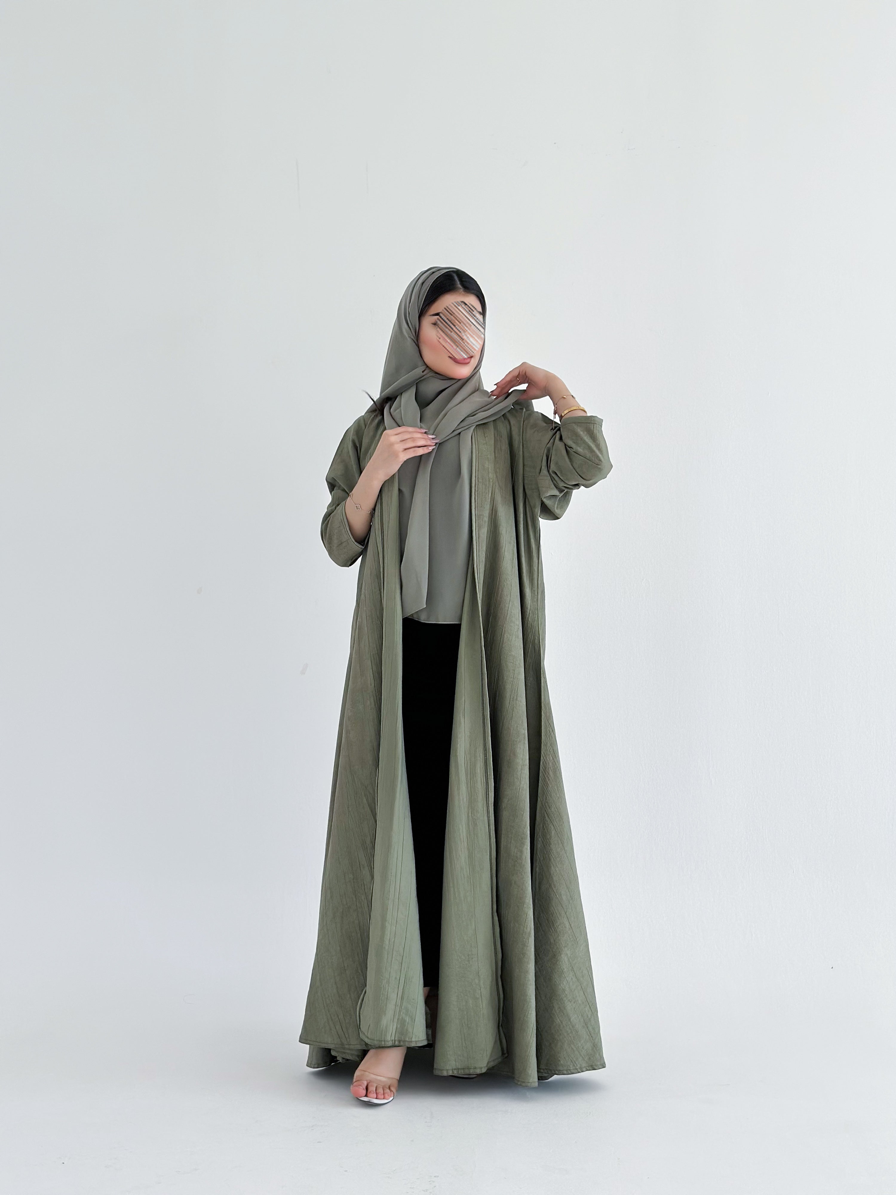 MWT2004 - عبايه لنن نص كلوش - Aya