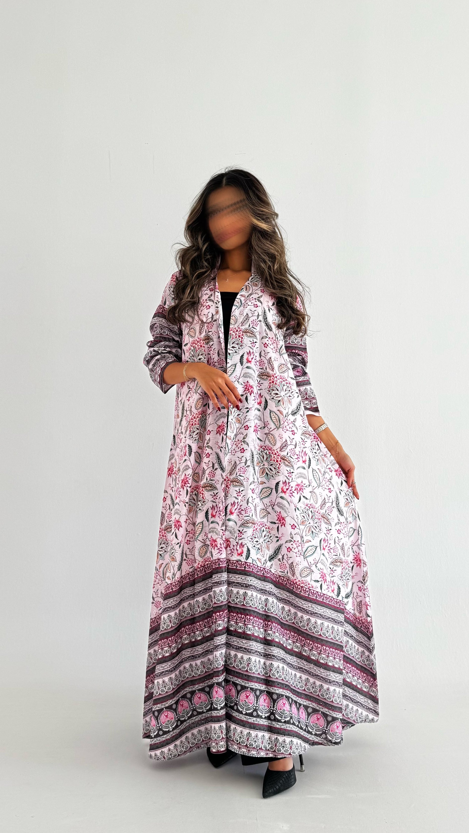 MWT524 - عباية ركامة زهريه مشجر - Aya