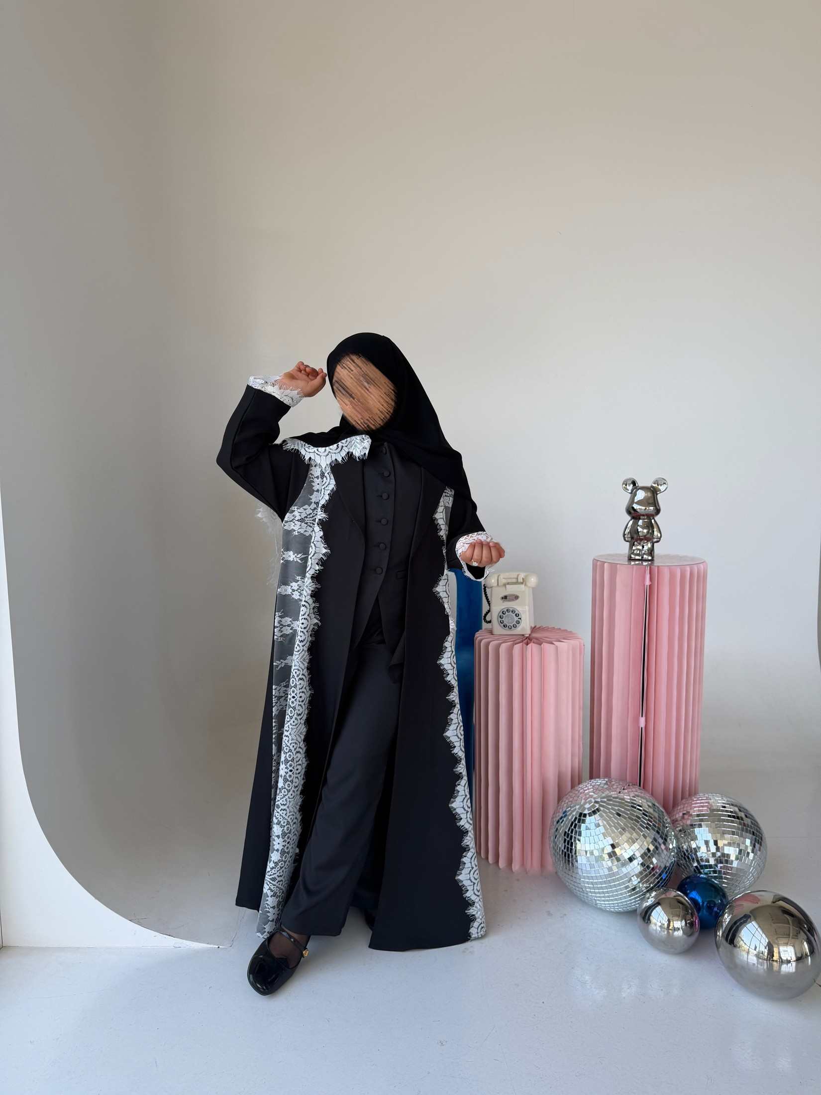 MWT4337 - عباية أطفال باربي كريب بجيب مخفي - Aya