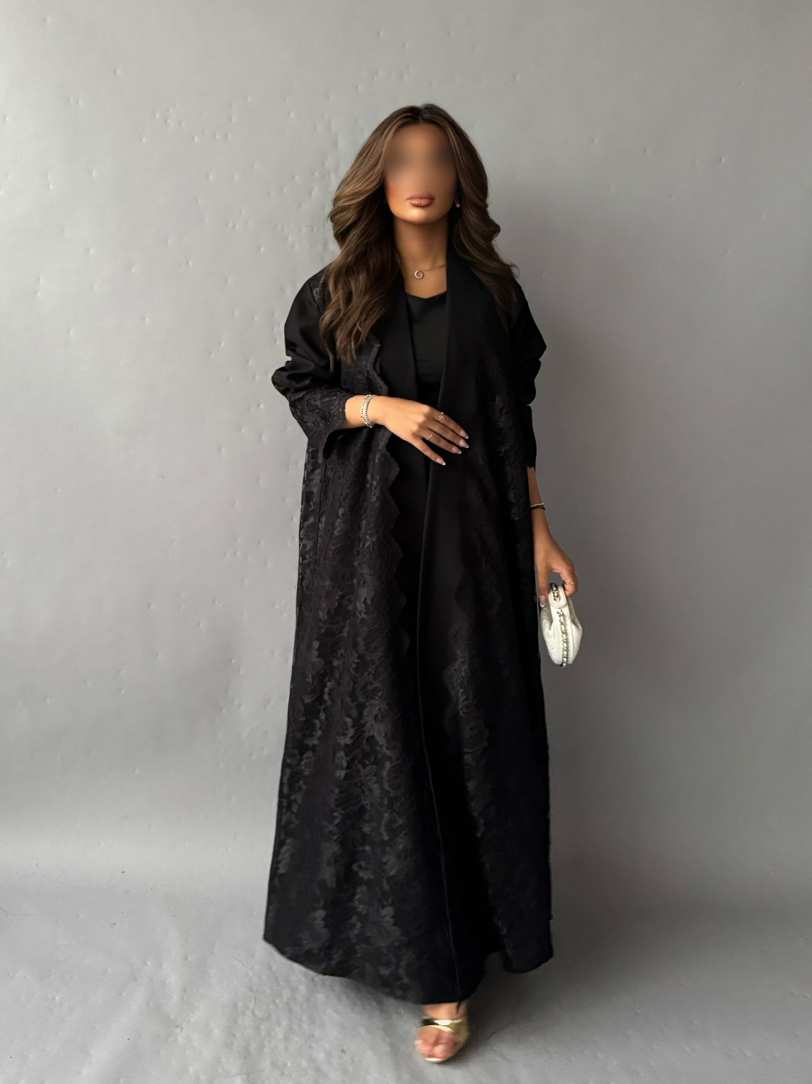 MW645 - Light Crepe Standing with Jacquard Half-Cloche