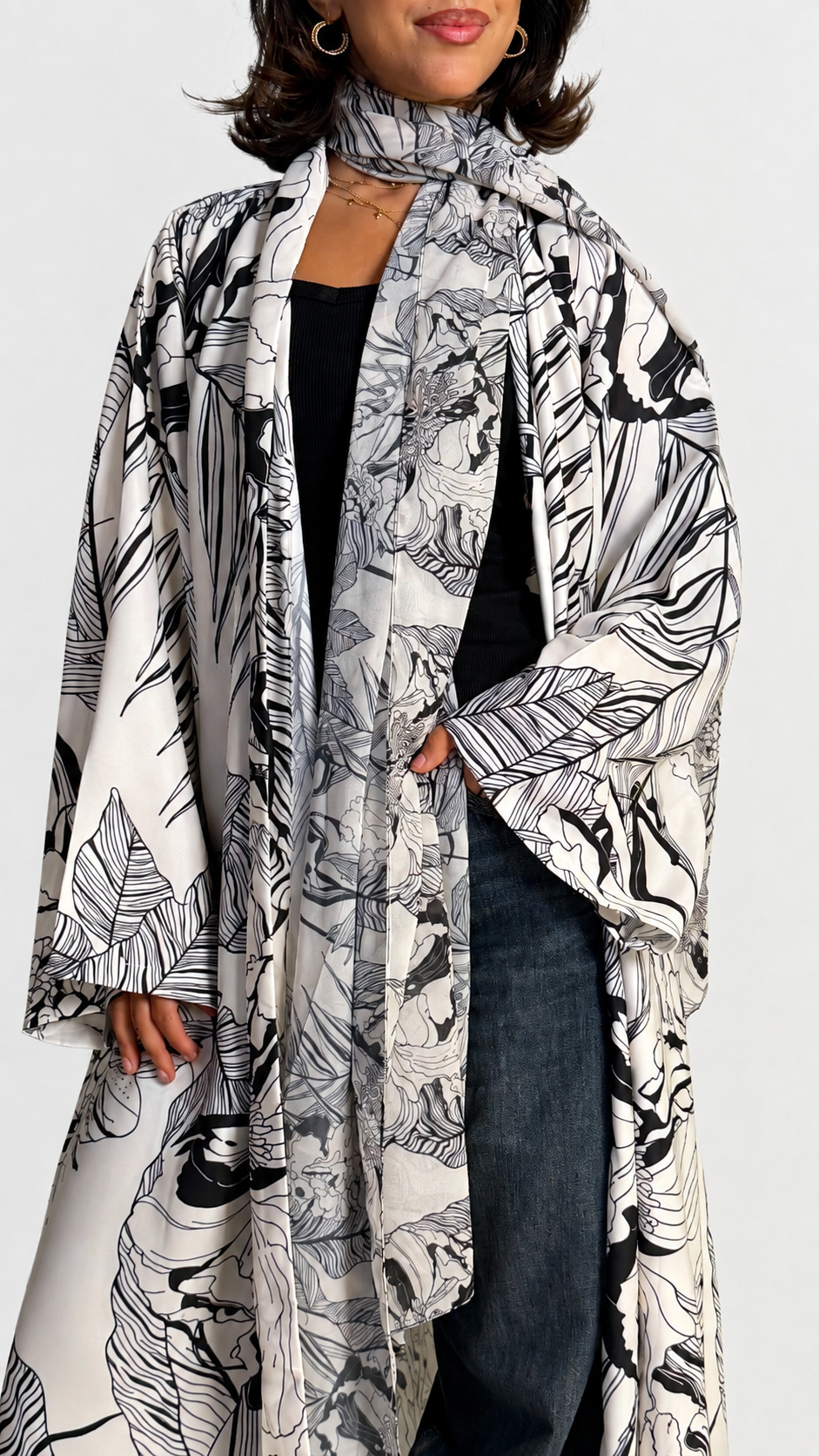 MW2208 - عباية طباعة | Printed Abaya - Aya