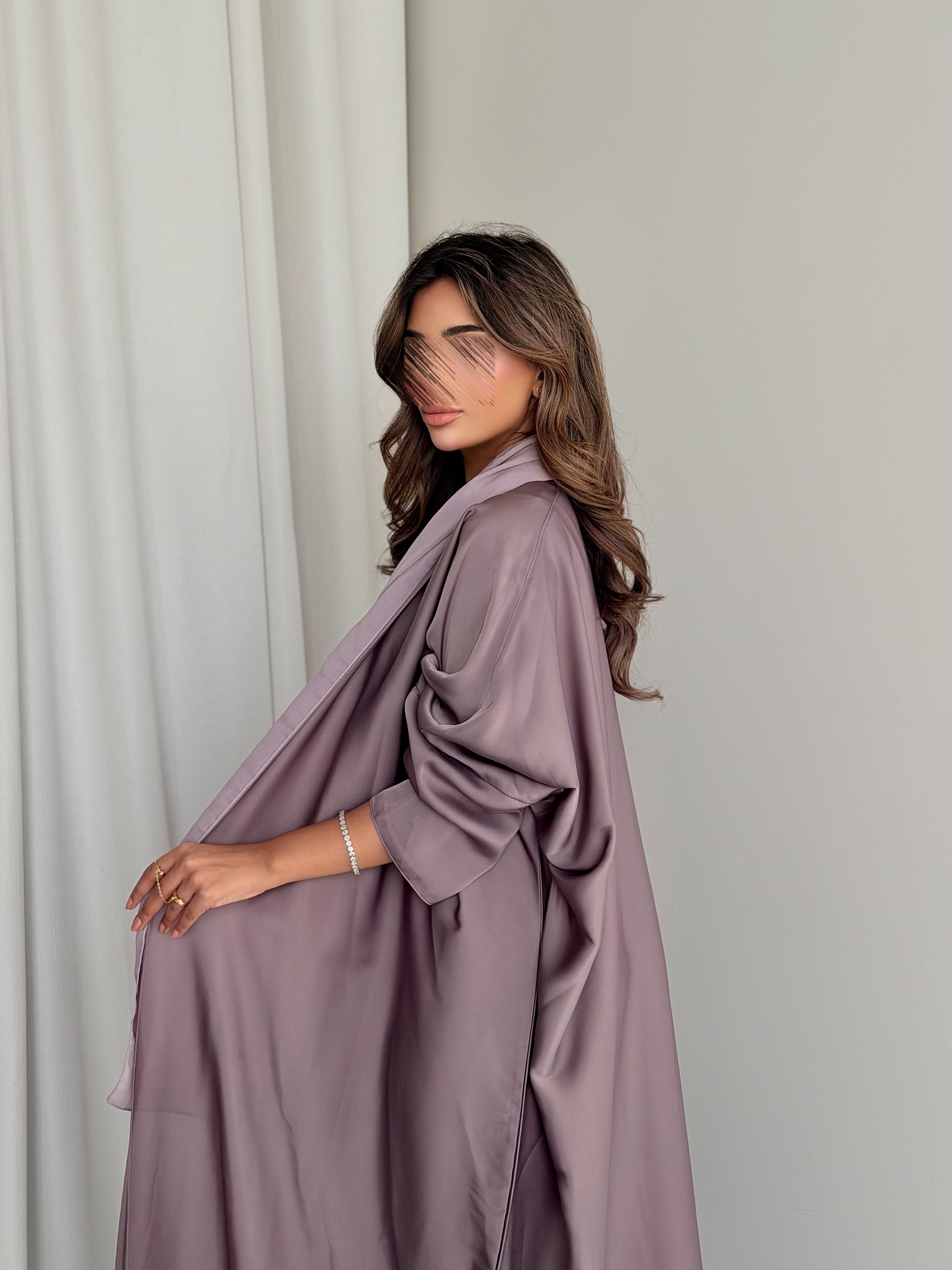 MWT5014 - قماش حرير عنابي فاتح قصة نص كلوش - Aya