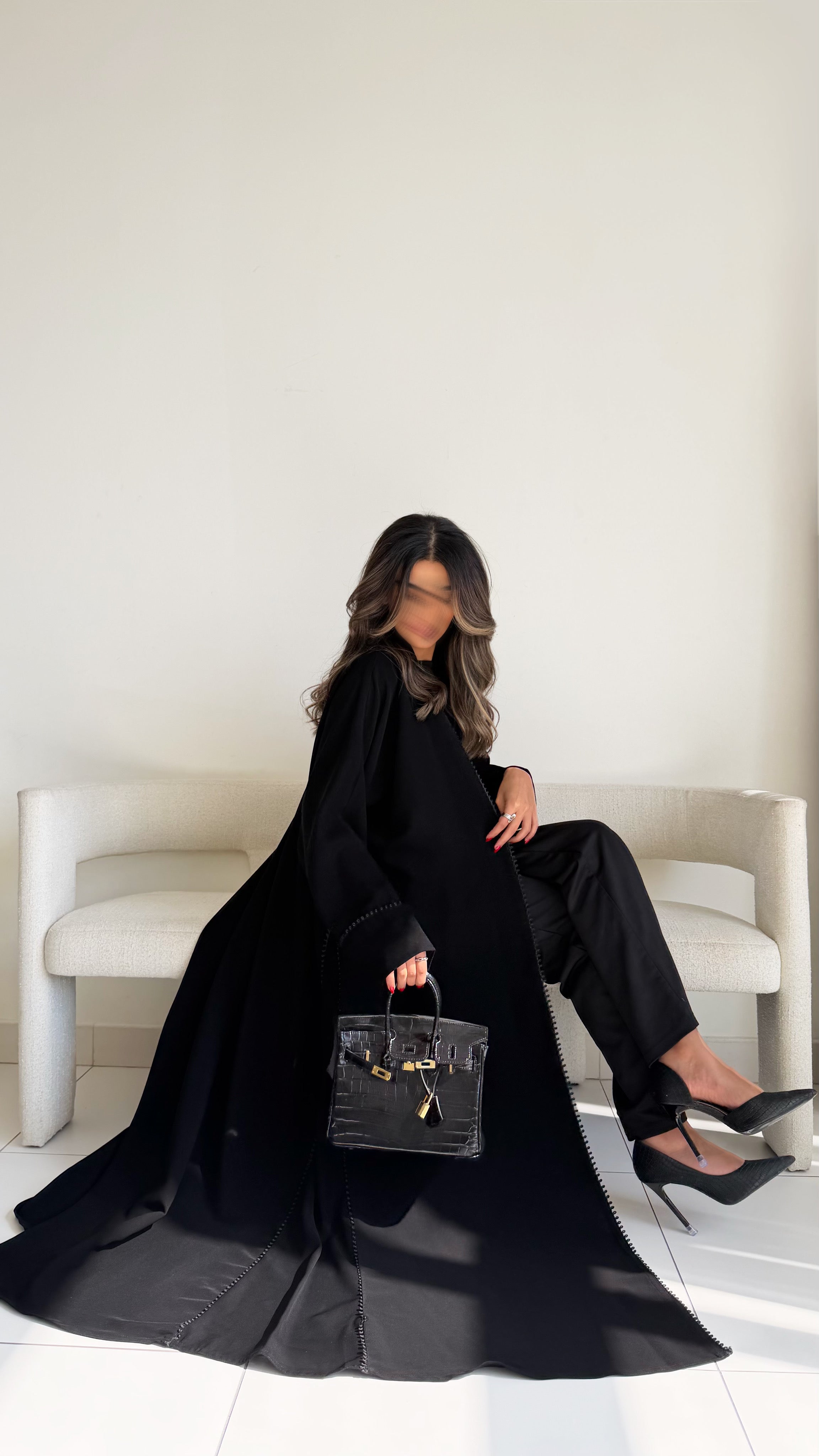 MW1797 - عباية كريب مع اضافة قيطان السنارة