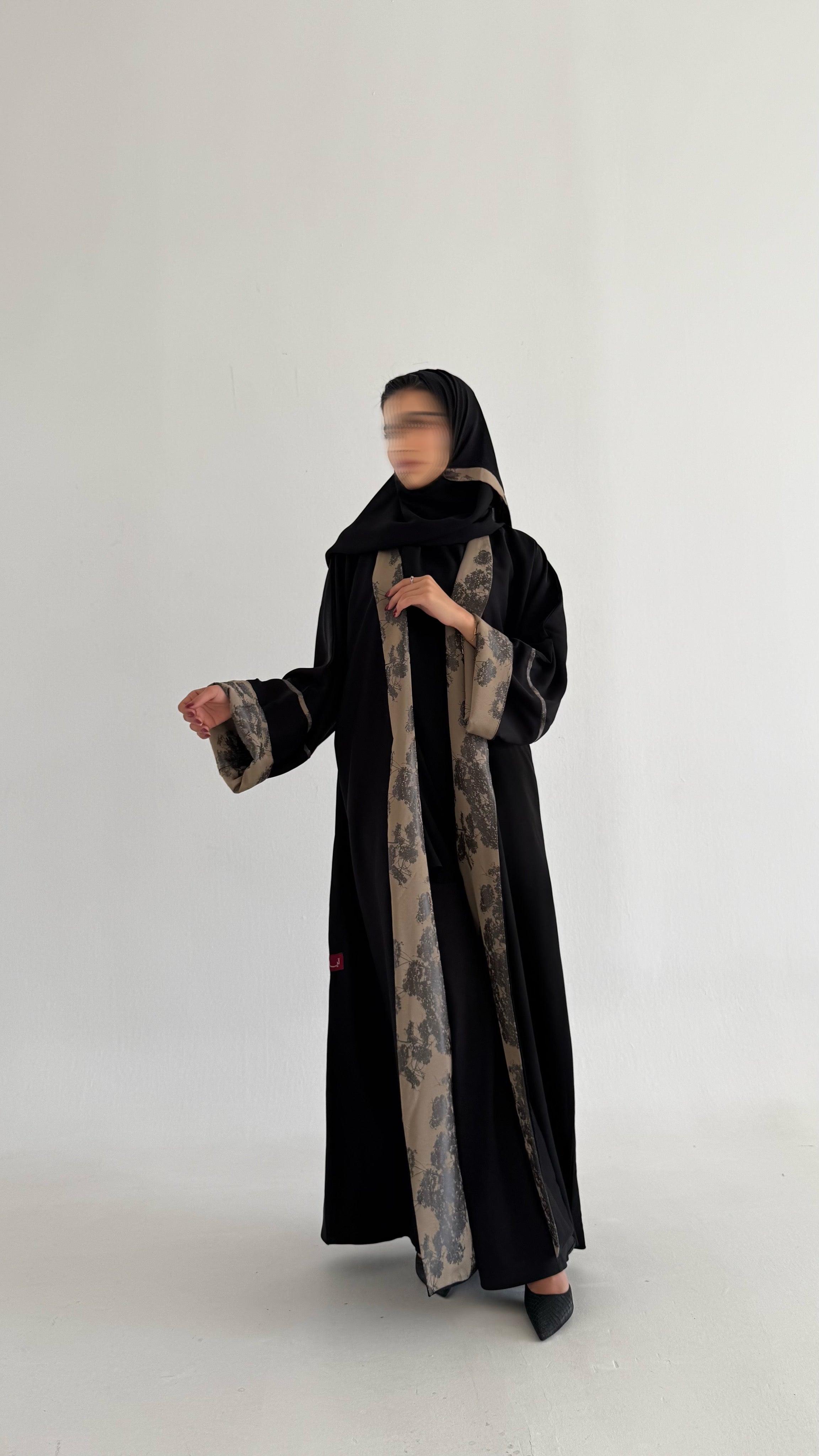 MWT392 - عباية اسود دبل فيس  جاكار بيج - Aya