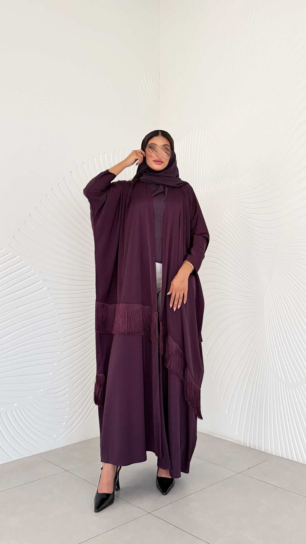 MWT1232 - عبايه بتدخيله هدب - Aya