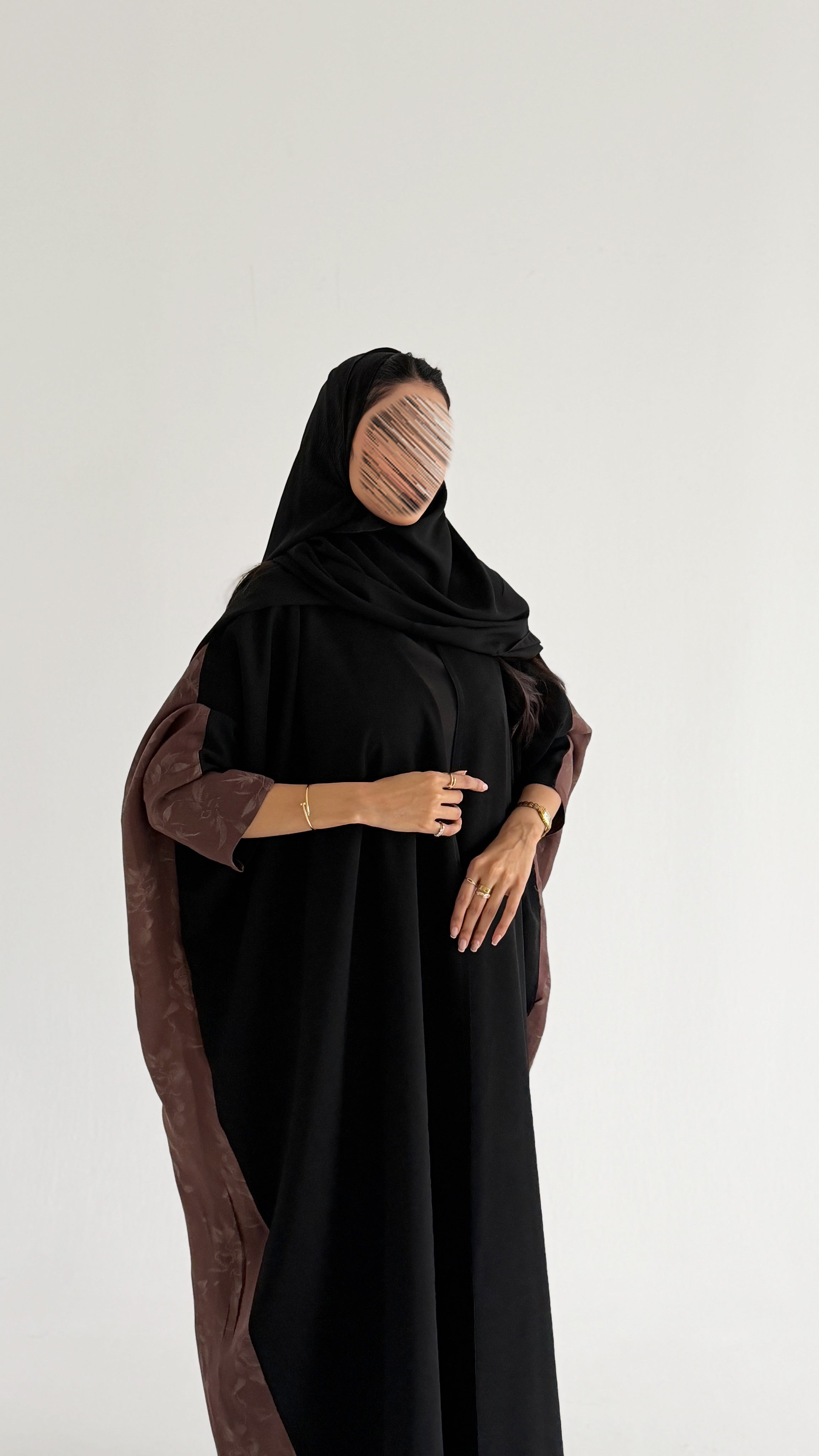MW2143 -  عباية كريب بقصة نص بشت مع اضافه خامتين راقيه - Aya