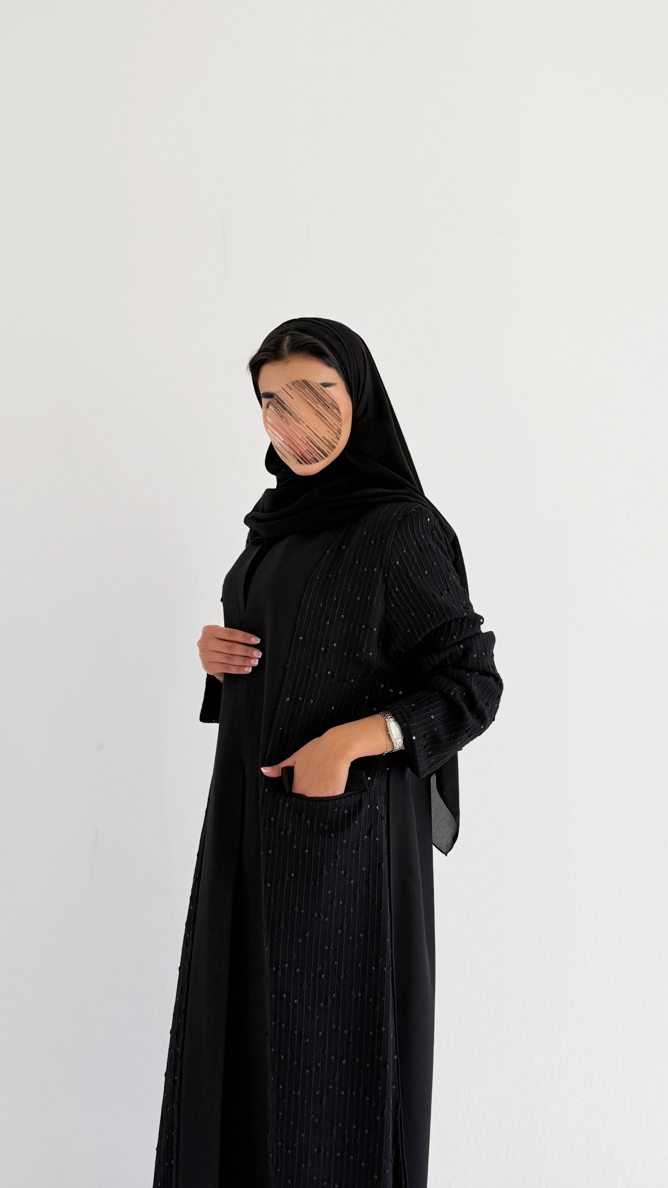 MW2132 - عباية شيفون انيقة بقصة بليزر عصرية - Aya