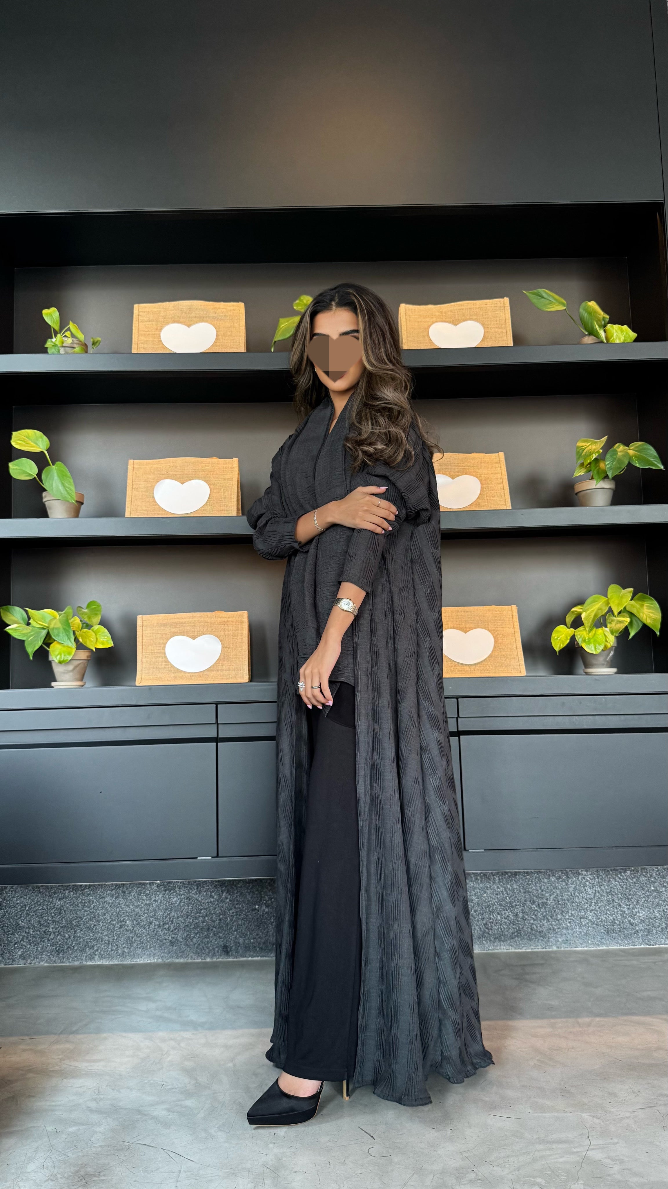 MWT404 -عباية كتان لينن مكسر - Aya