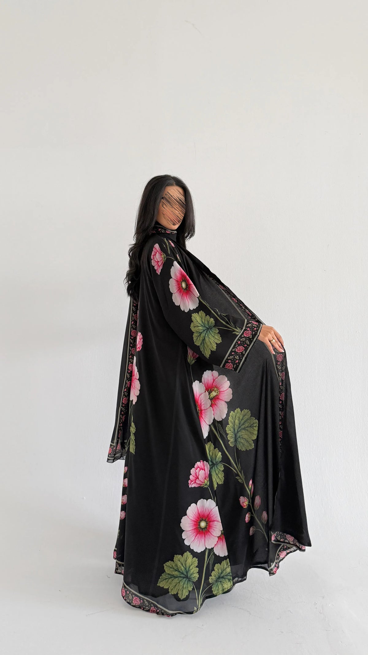 MWT2053 - عباية طباعة موردة - Aya