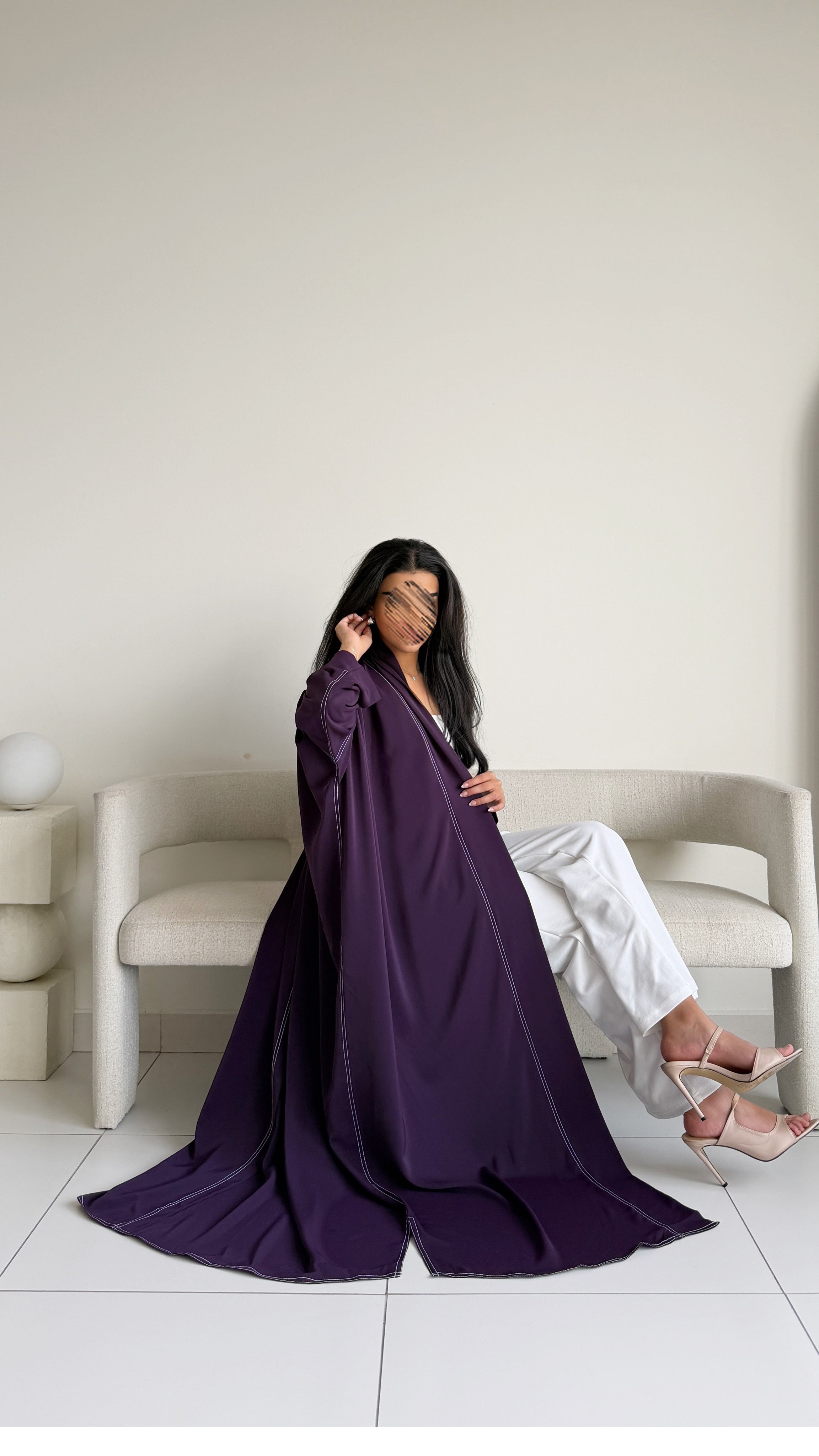 MW2168 - عبايه كريب  نص بشت بقصه راقية وحصري - Aya