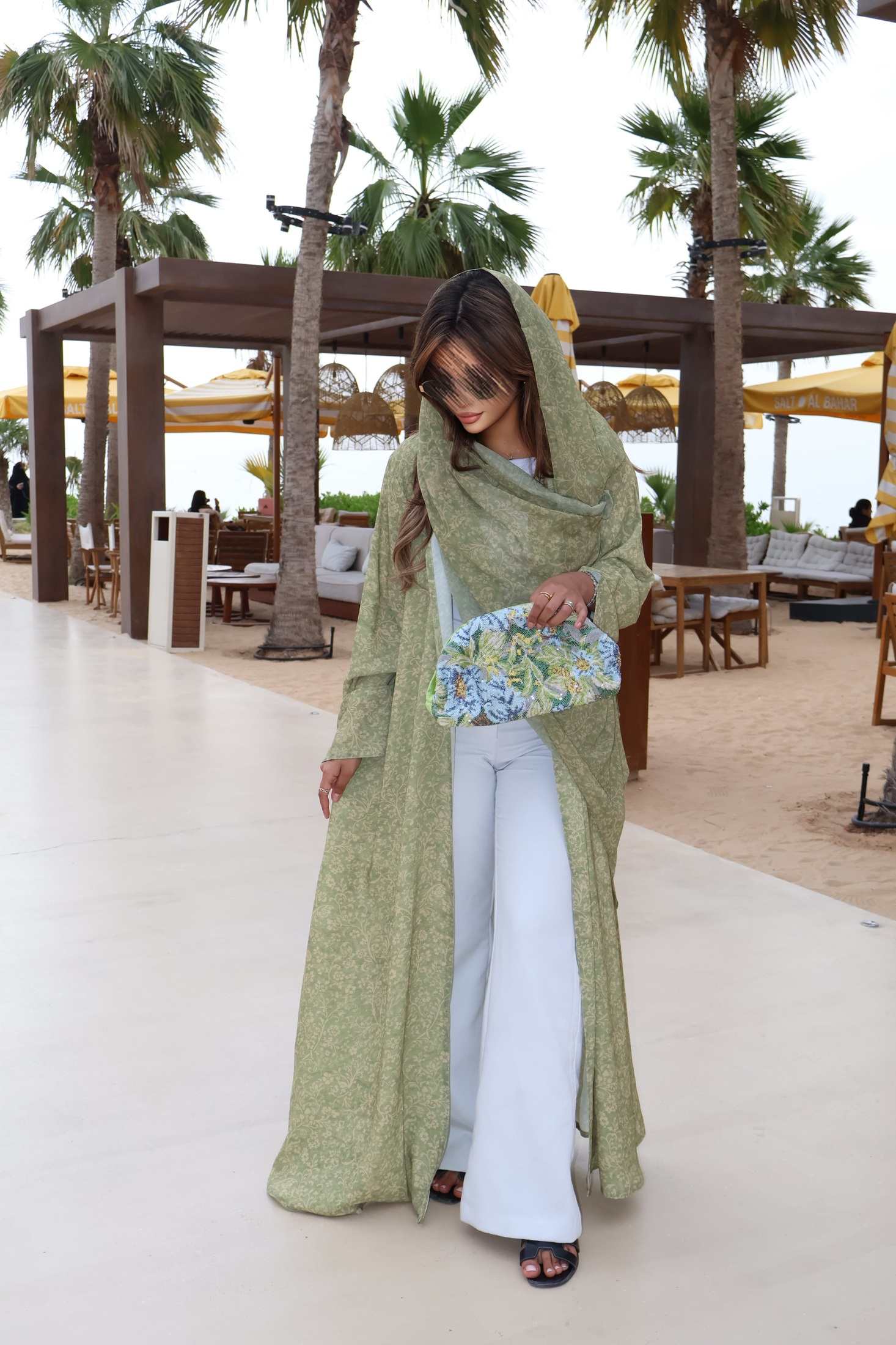 MWT5082 - قماش جورجيت ميلانو طباعه اخضر مشجر - Aya