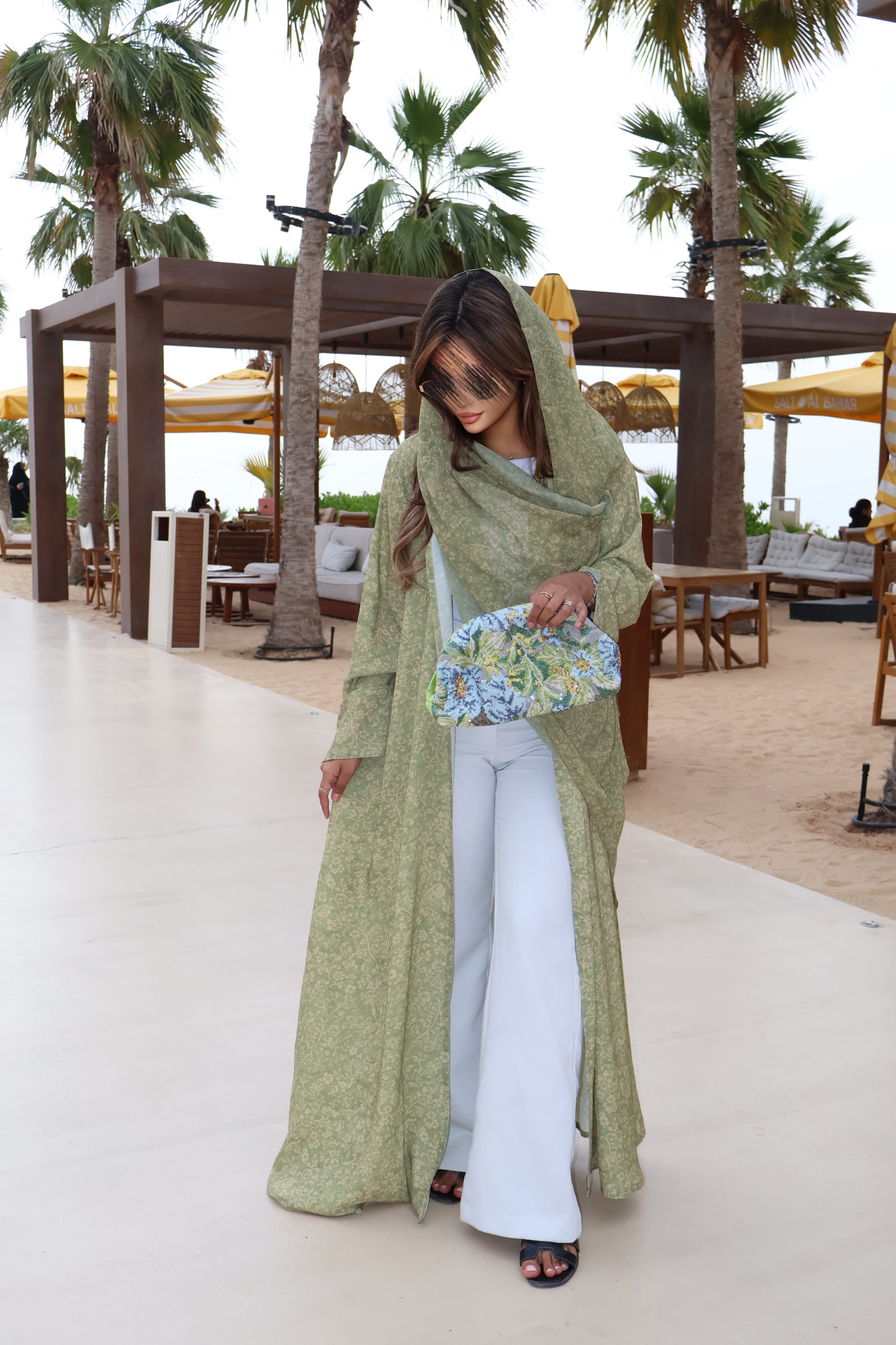 MWT5082 - قماش جورجيت ميلانو طباعه اخضر مشجر - Aya