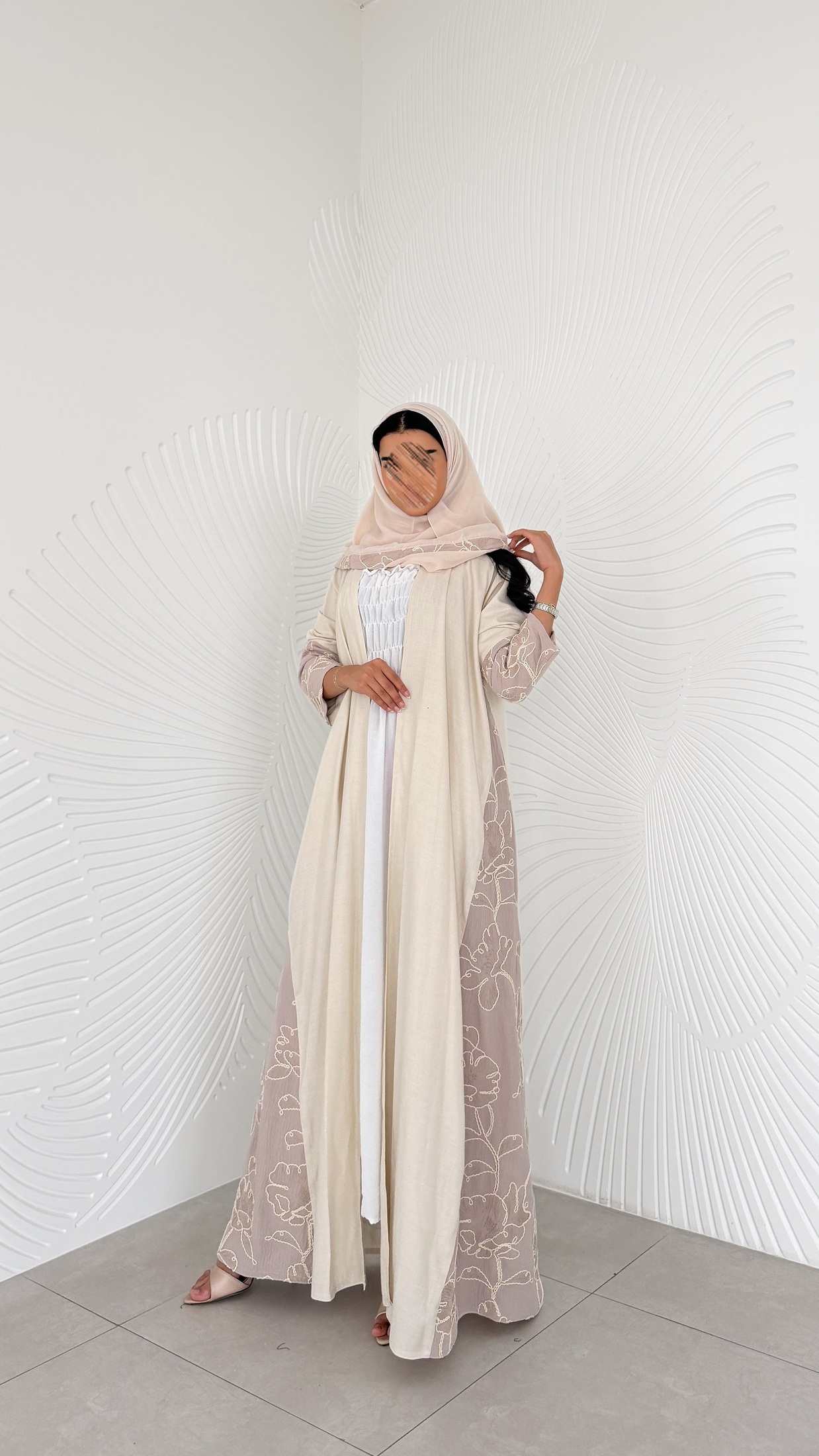 MW2178 -  عبايه شيفون بطباعه حصريه  نص كلوش - Aya