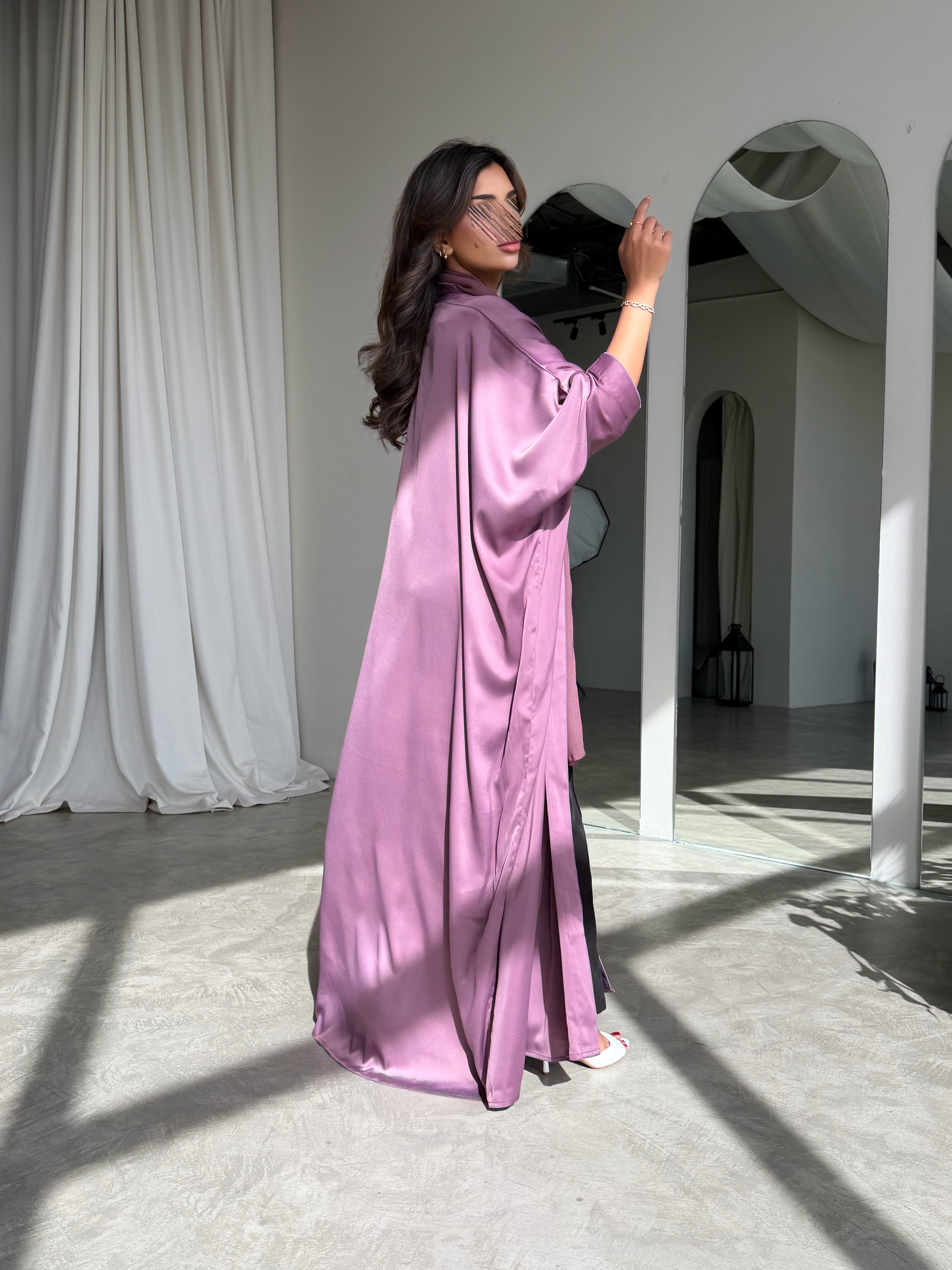 MWT775 - عباية كريب زهرية - Aya