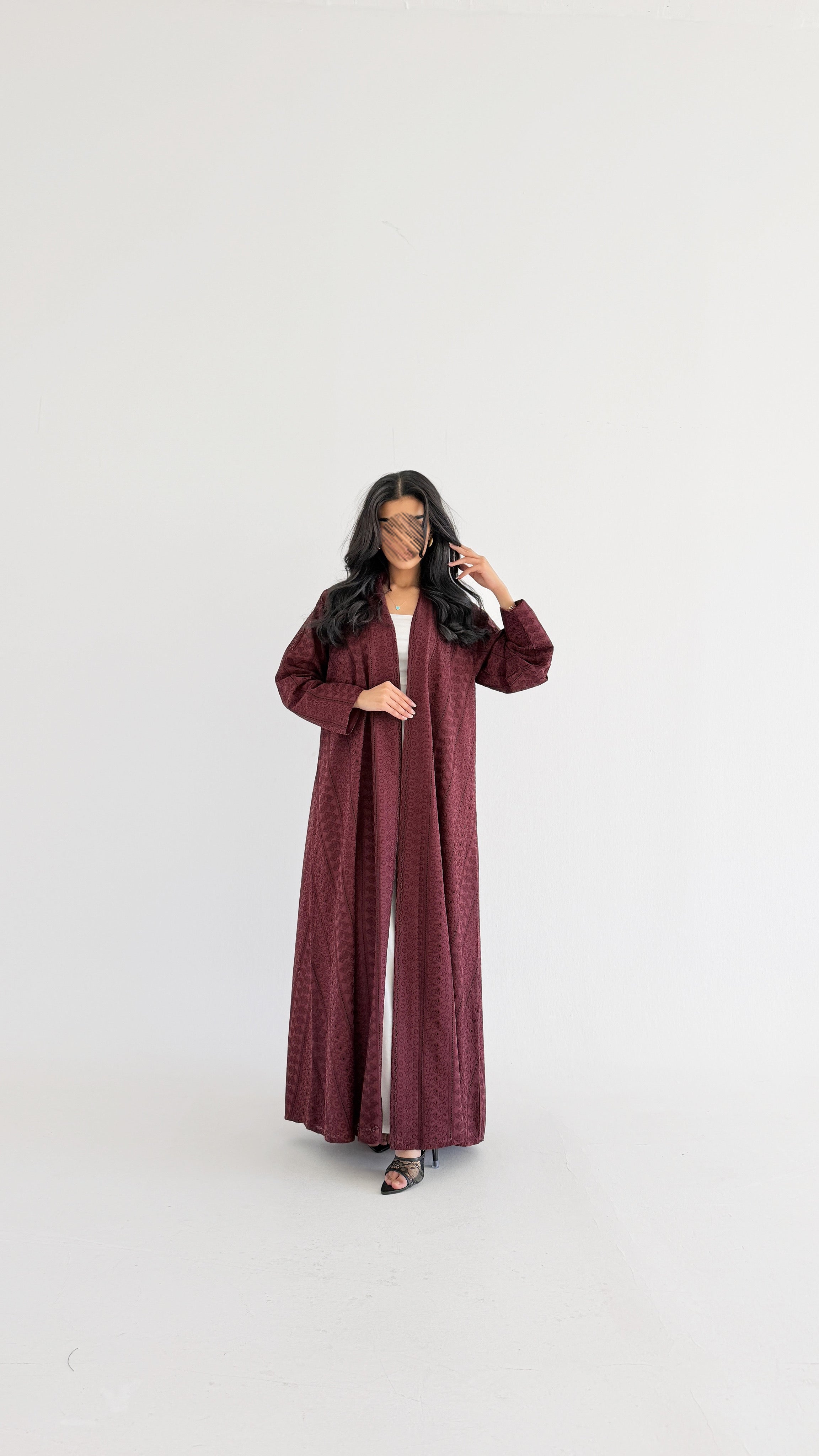 MWT1327 عباية ركامة عنابي - Aya