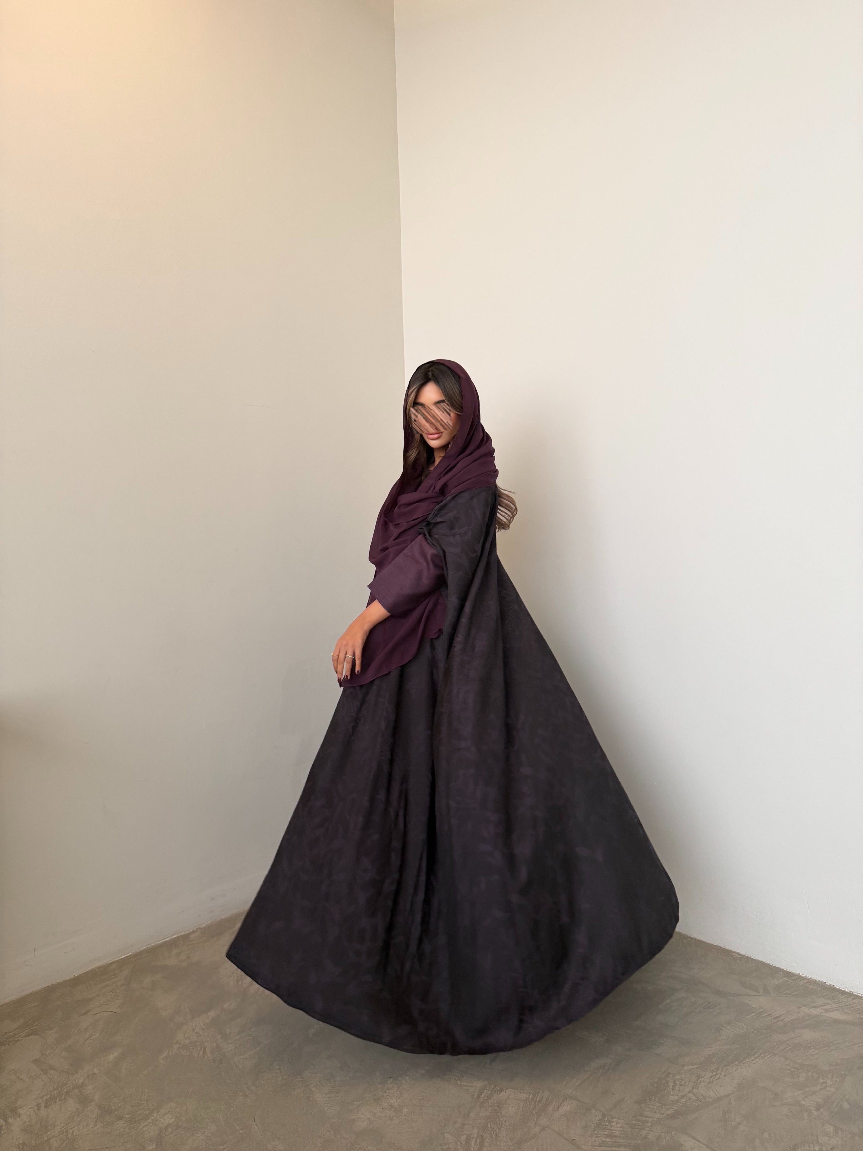 MWT1052 - عبايه جاكار بتدخيله بالاكمام - Aya