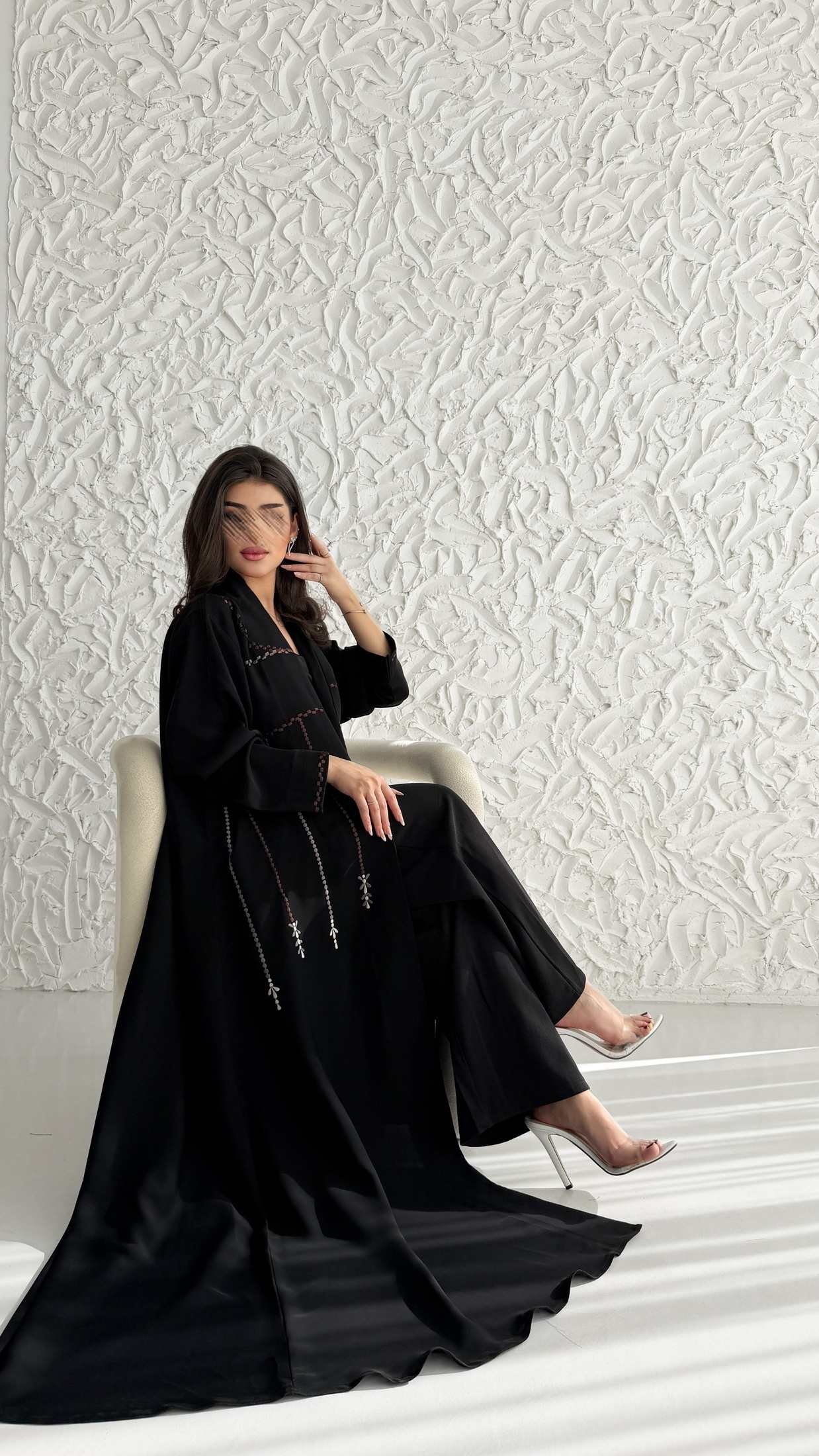 MWT1044 - عبايه  اسود بتطريز - Aya