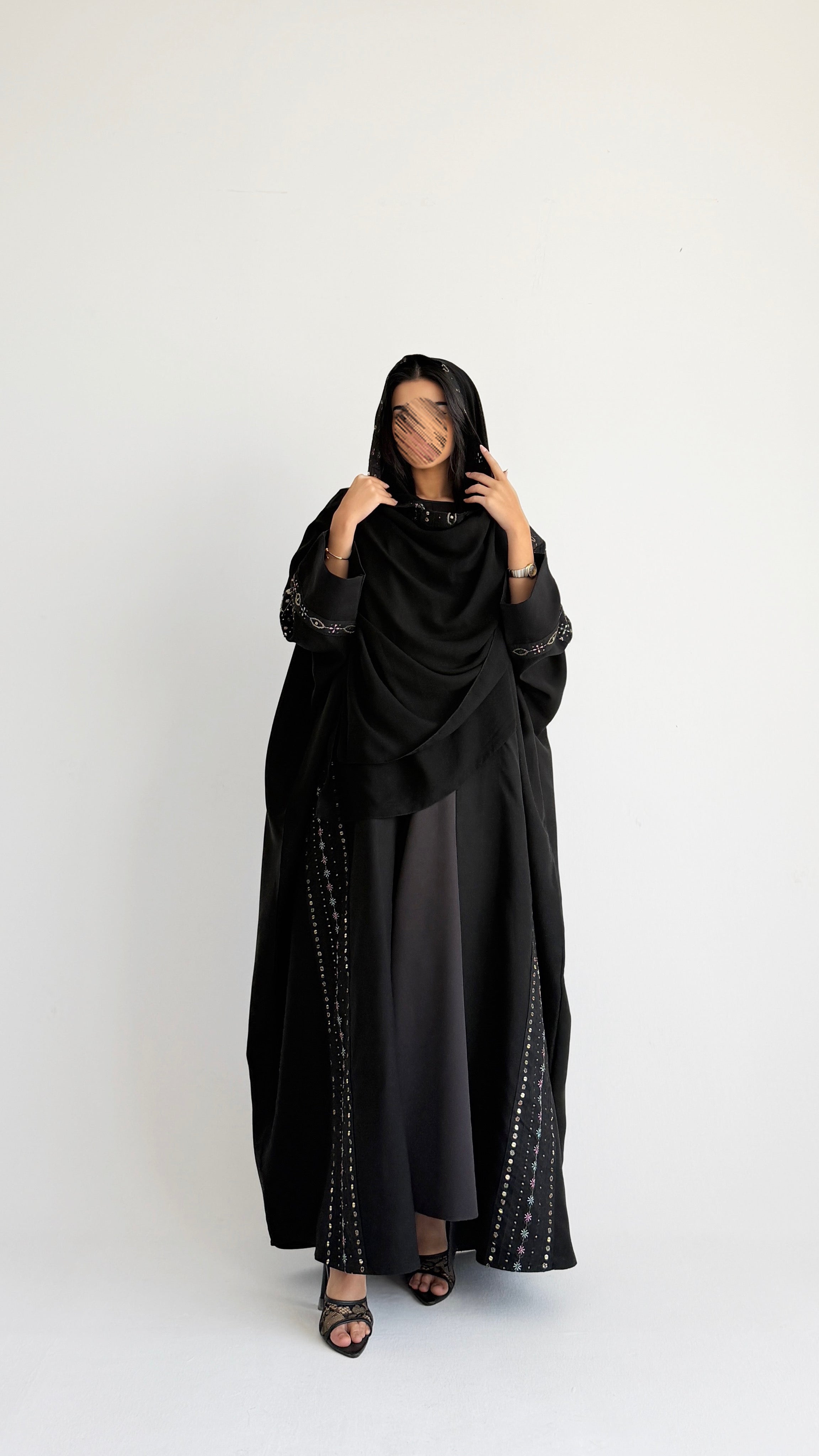 MWT1353 عباية كريب بتدخيلة  ركامه - Aya