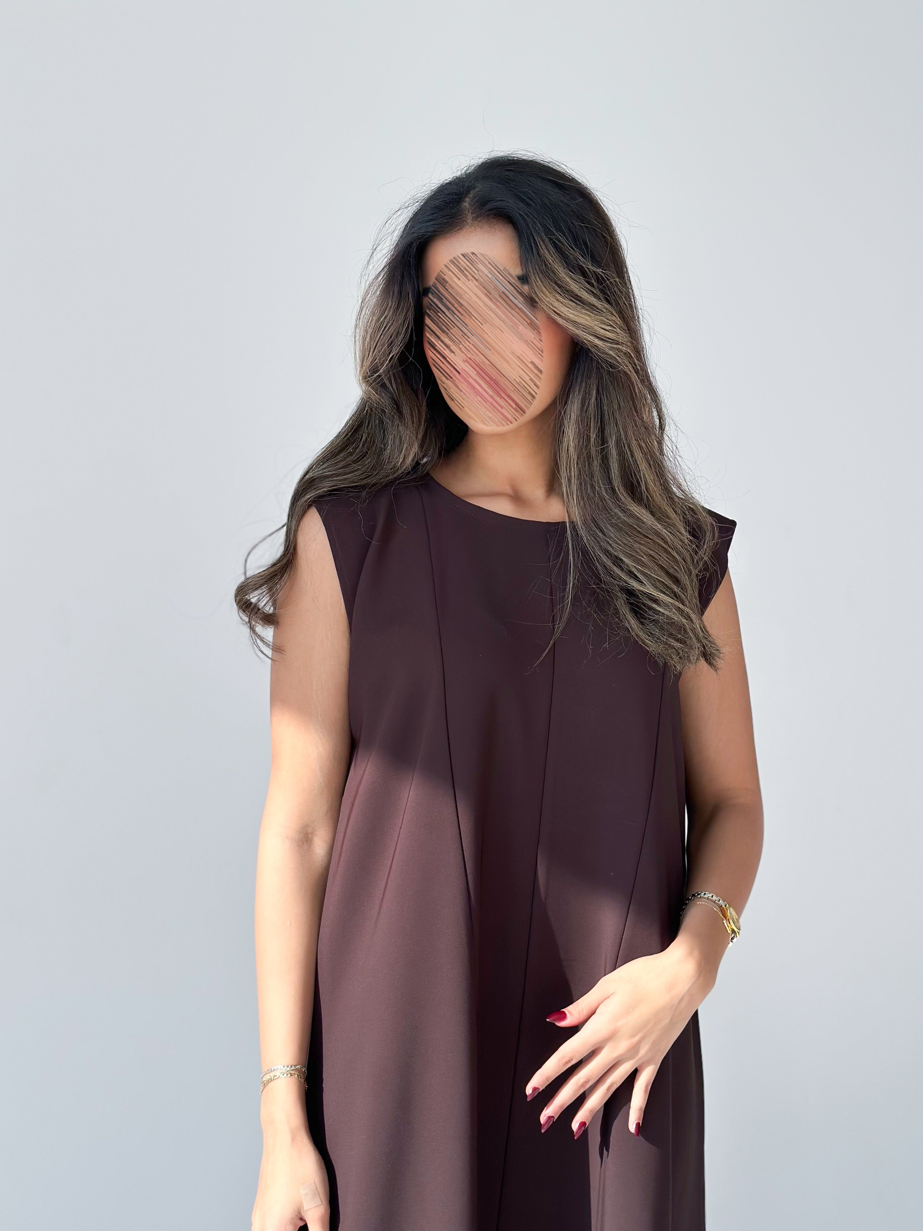 MW1889 - عباية مخمل مع فستان كريب