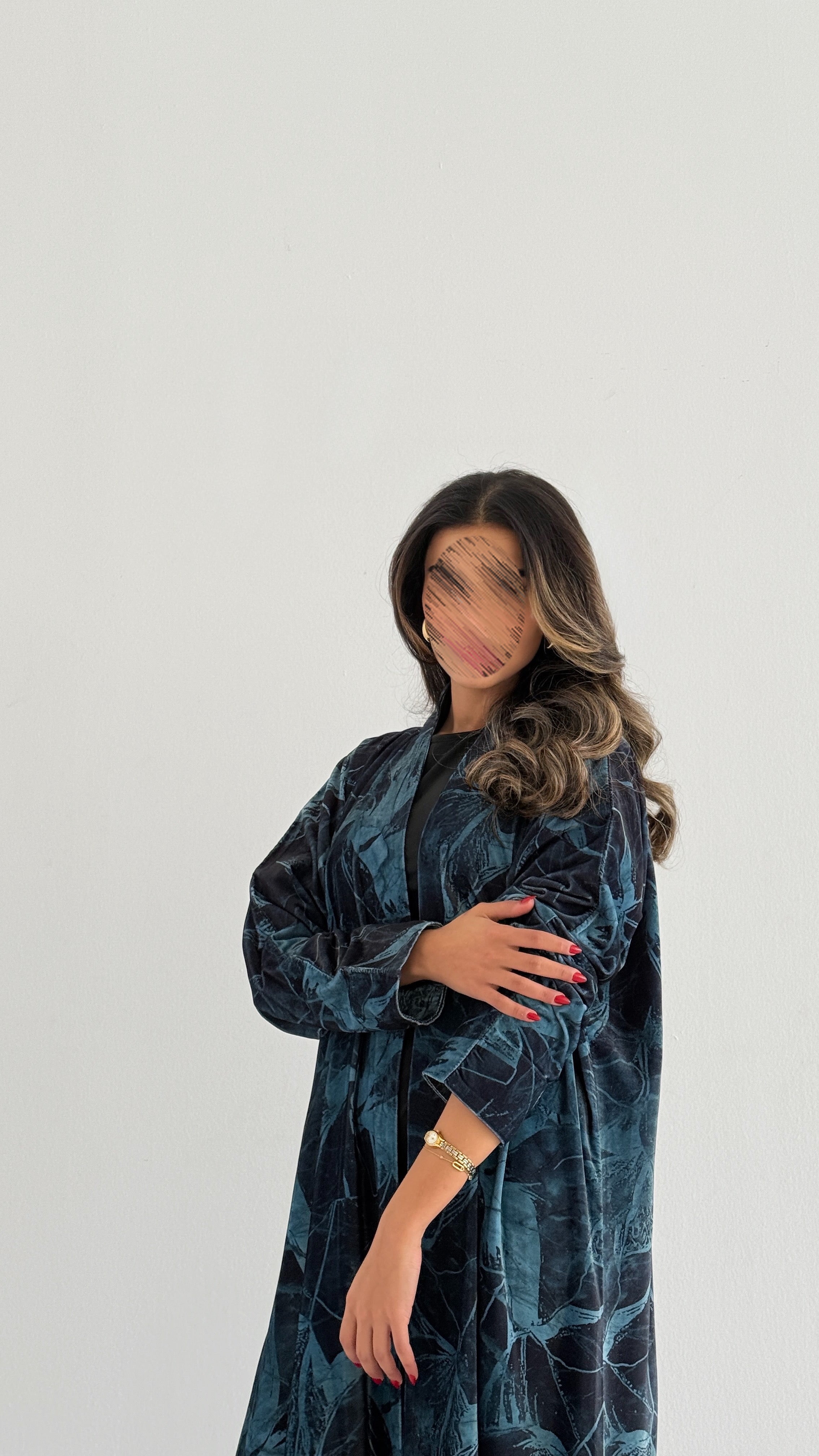 MWT764 - عباية مخمل برينت - Aya