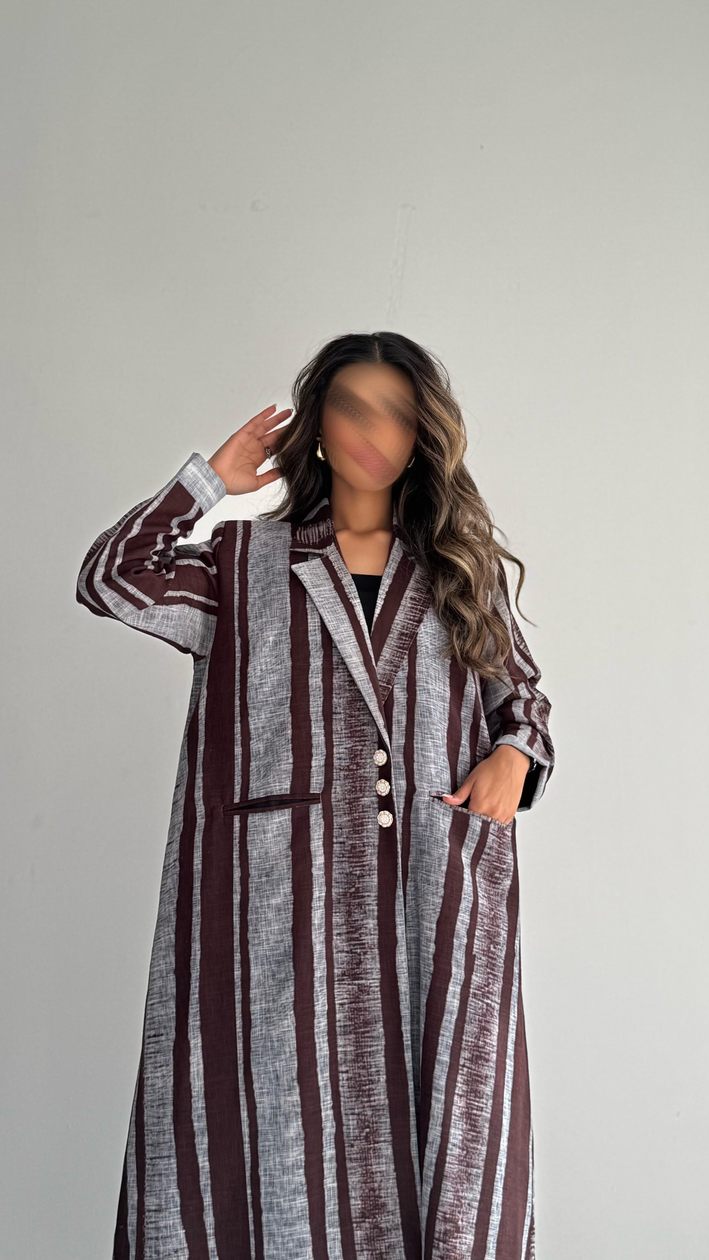 MWT832 - عباية بليزر طباعة | Printed Blazer Abaya - Aya