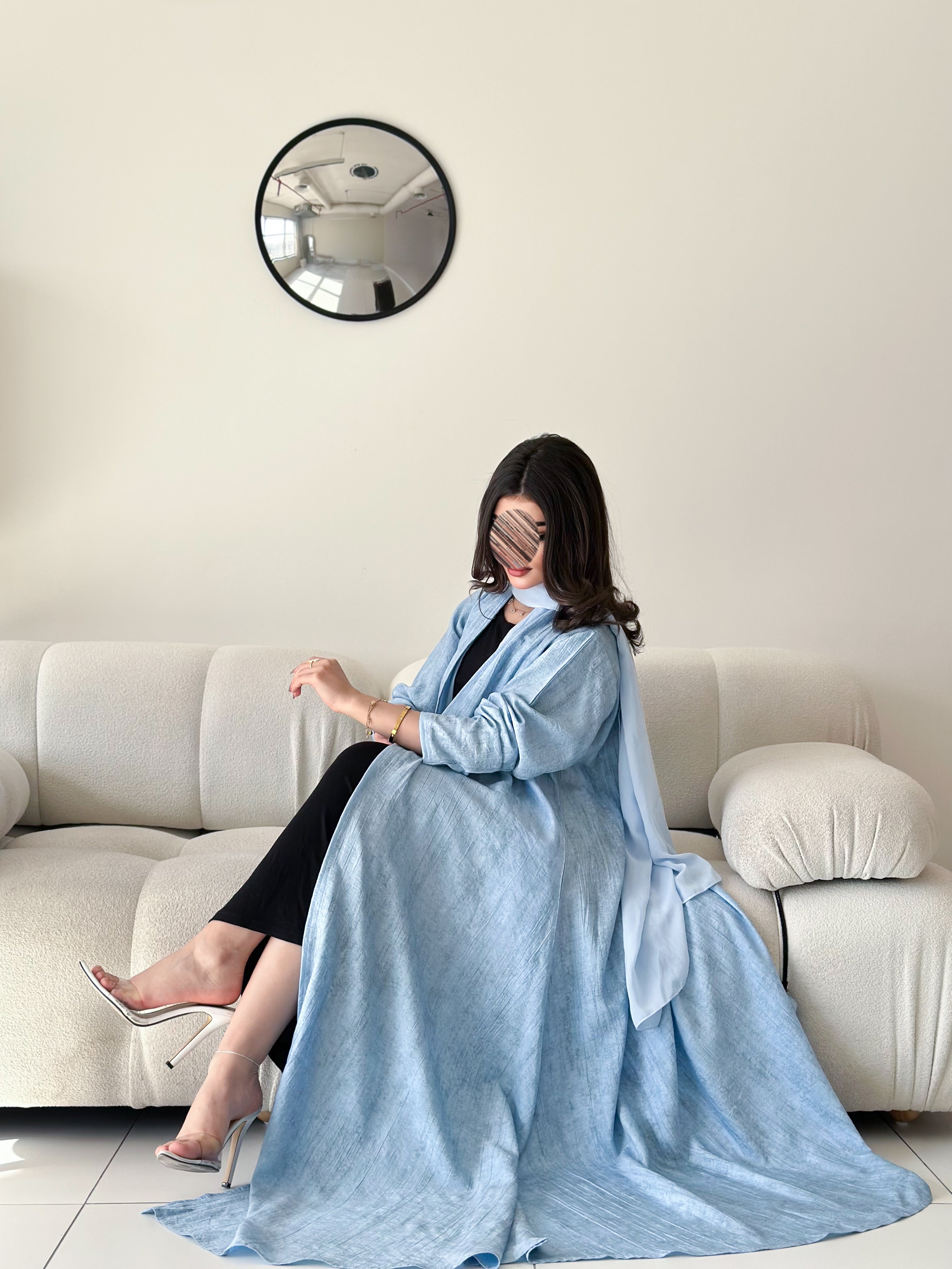 MWT2003 - عبايه لنن نص كلوش - Aya