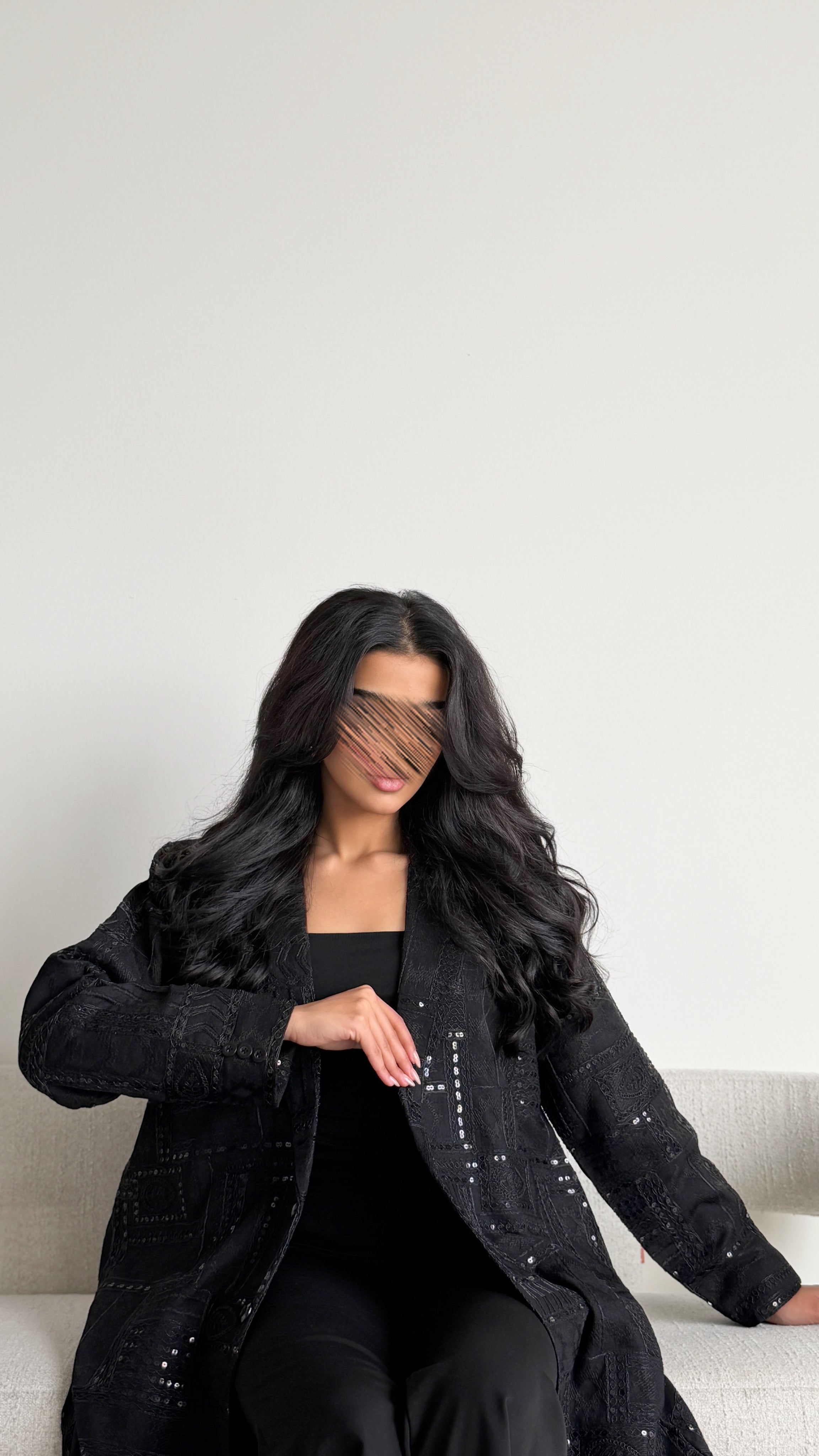 MWT1109 - عباية بليزر اسود تطريز - Aya