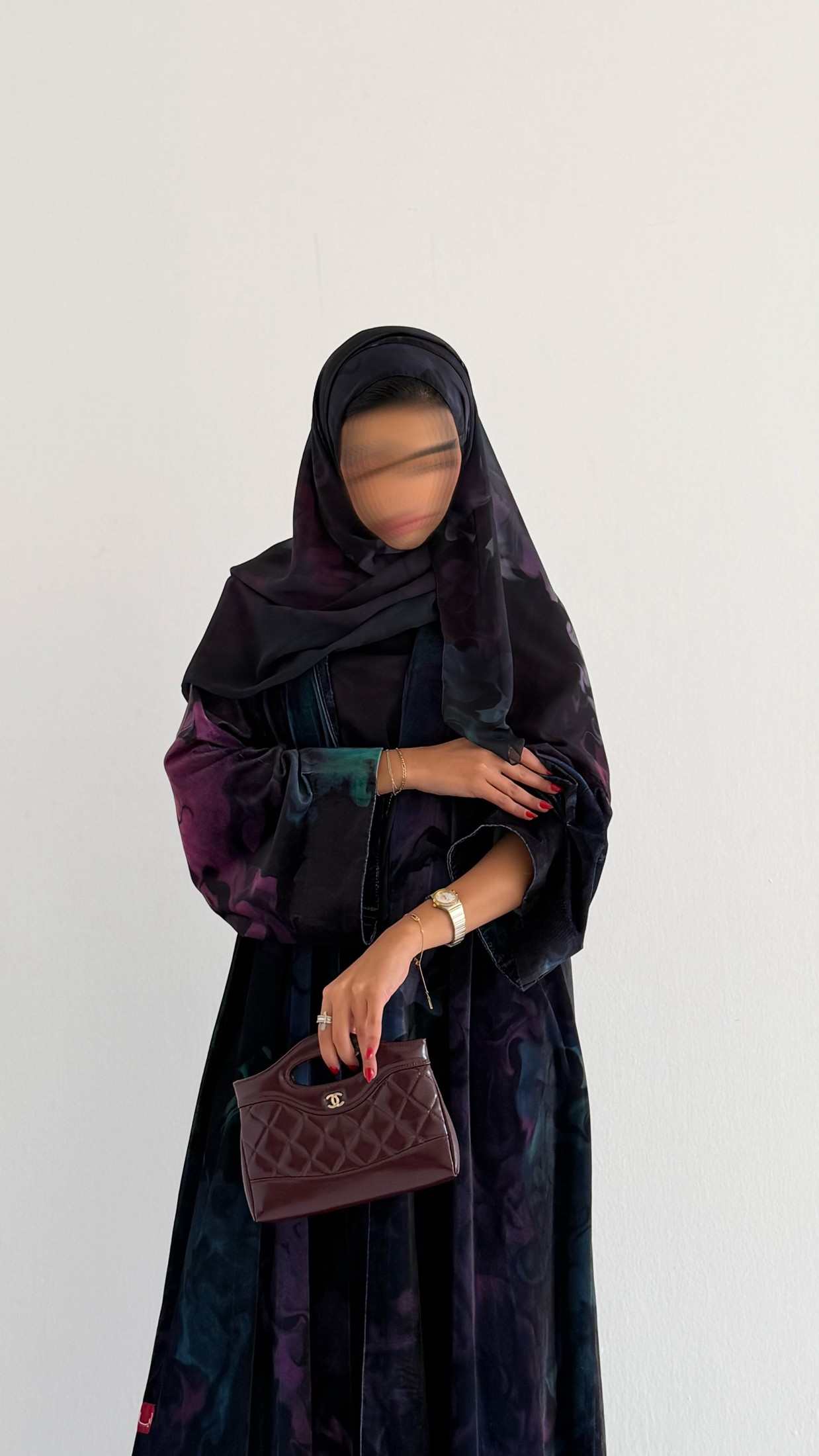 MWT616 - عباية مخمل طباعة - Aya