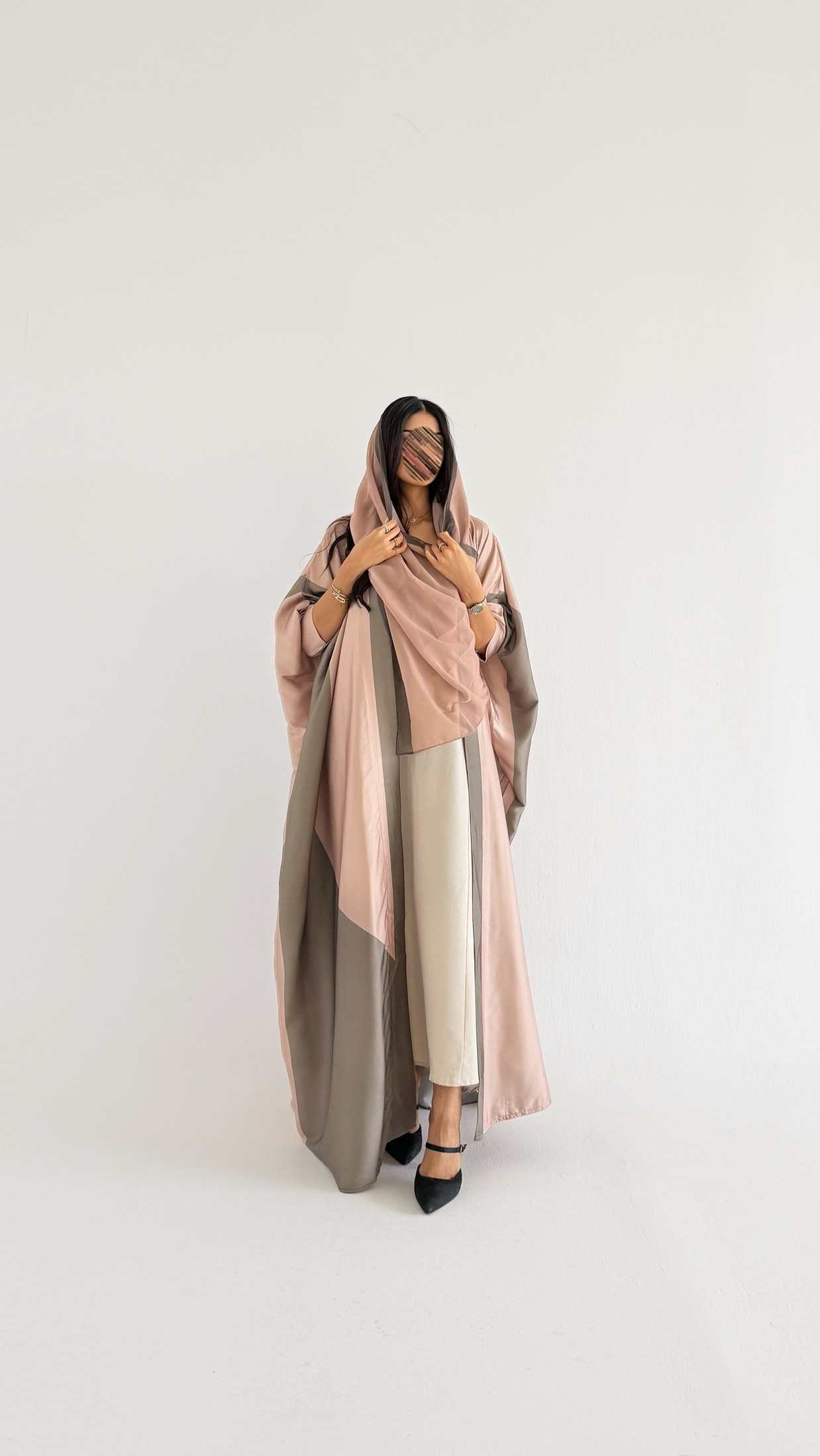MWT1421 عباية حرير طباعة - Aya