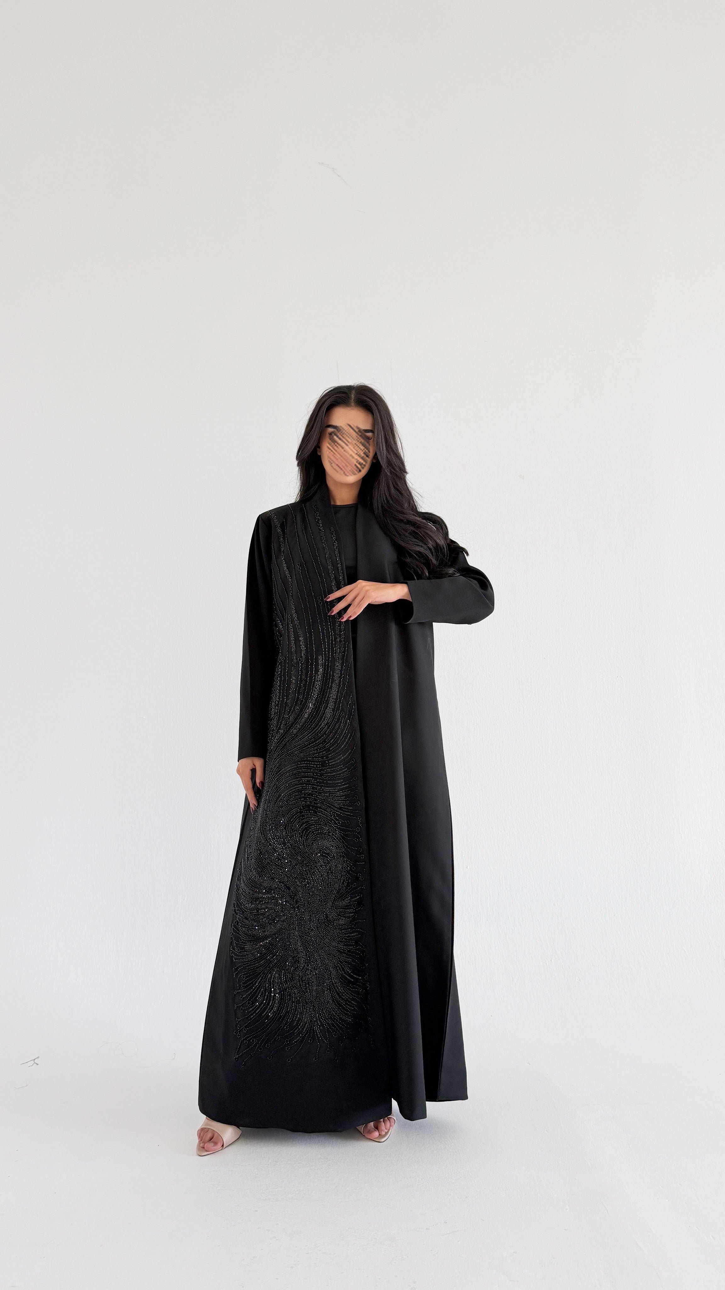 MWT1092 - عبايه اسود اشك اسود - Aya