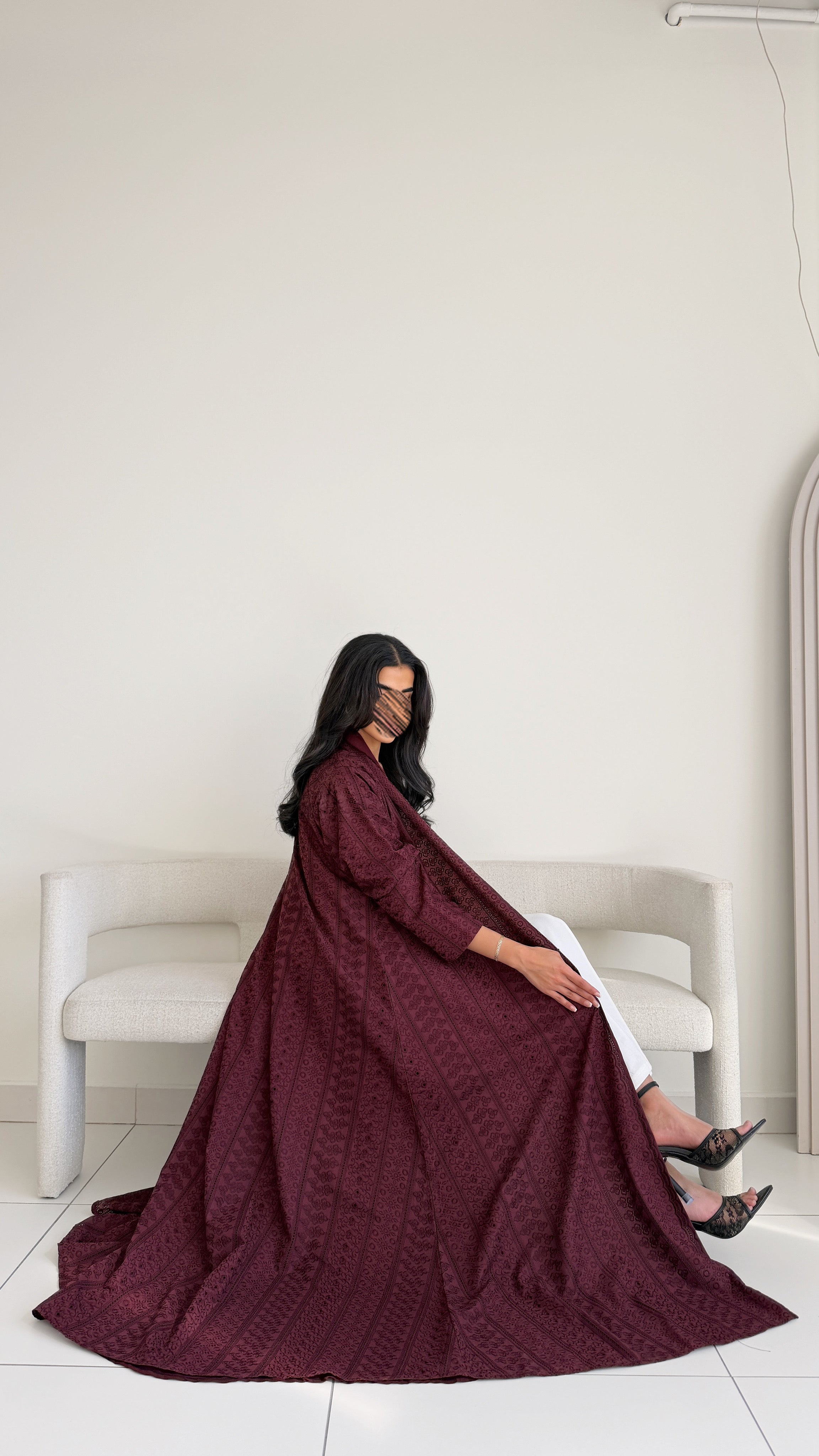 MWT1327 عباية ركامة عنابي - Aya